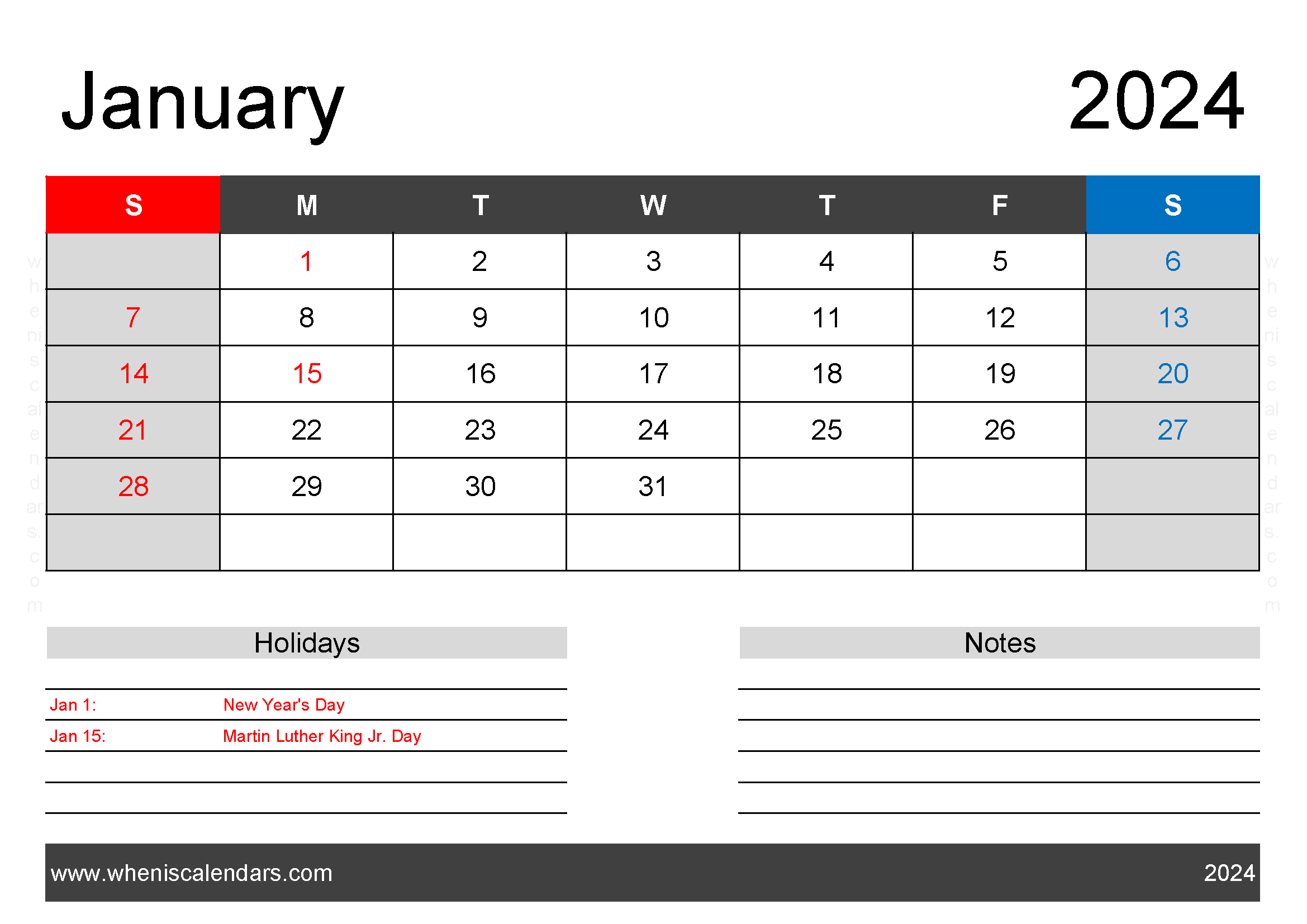 Blank Jan 2024 Calendar Printable Monthly Calendar