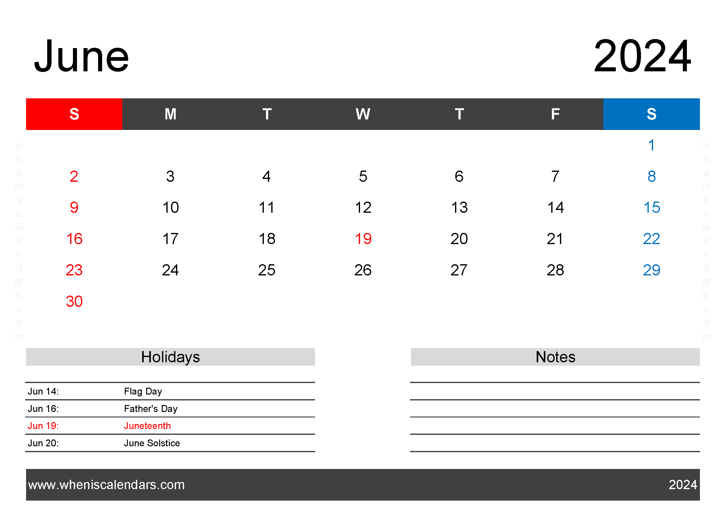 large June 2024 Calendar Printable Monthly Calendar