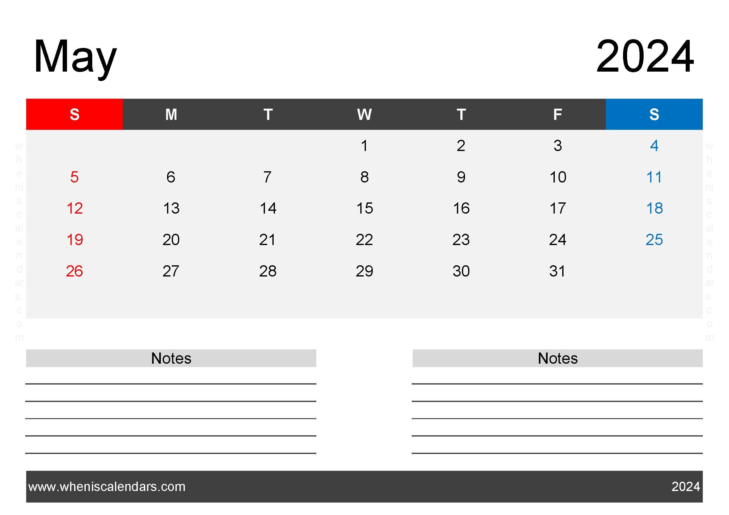 Free Printable Calendar May 2024 with Holidays Monthly Calendar