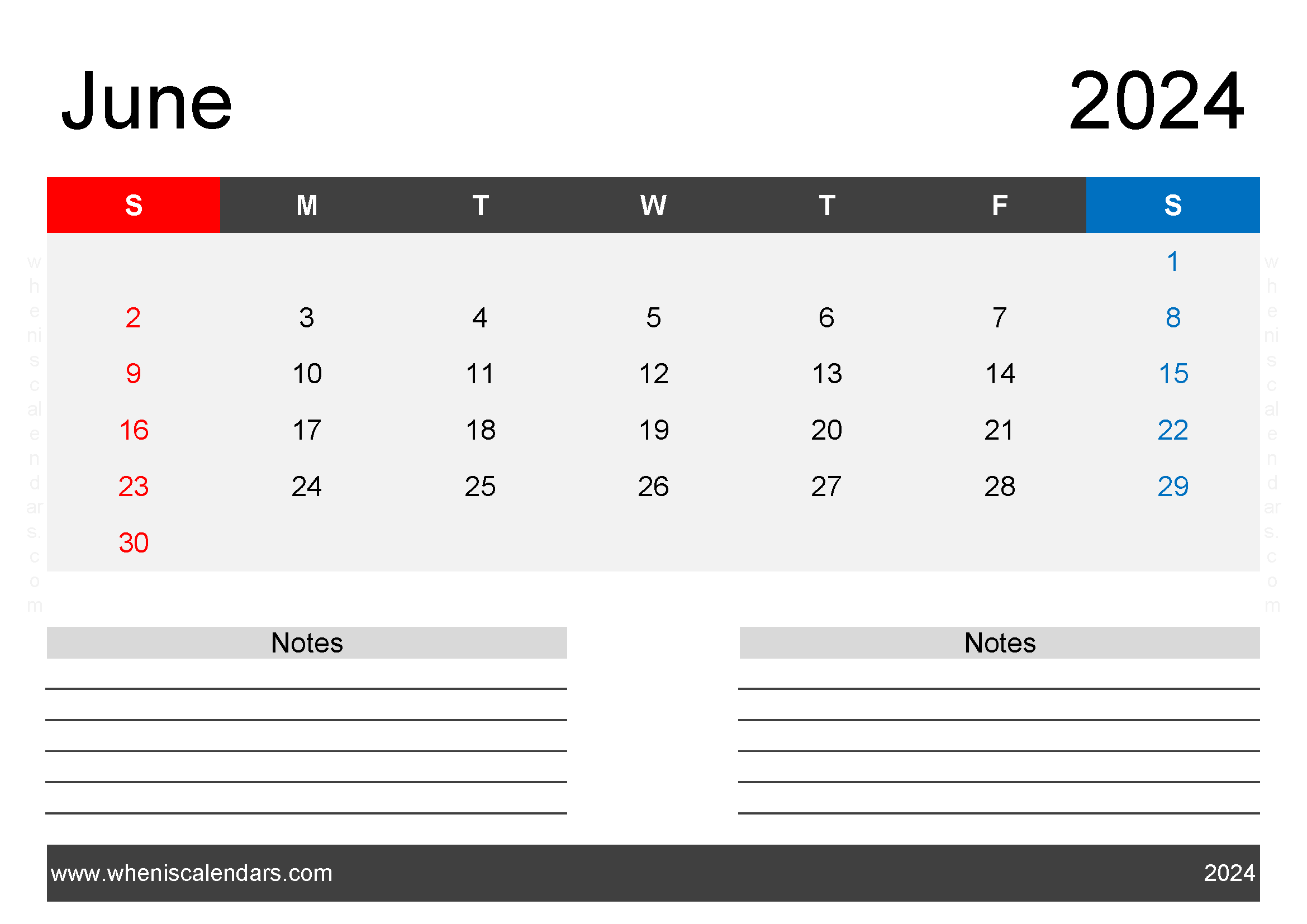 Free Printable Calendar June 2024 with Holidays Monthly Calendar