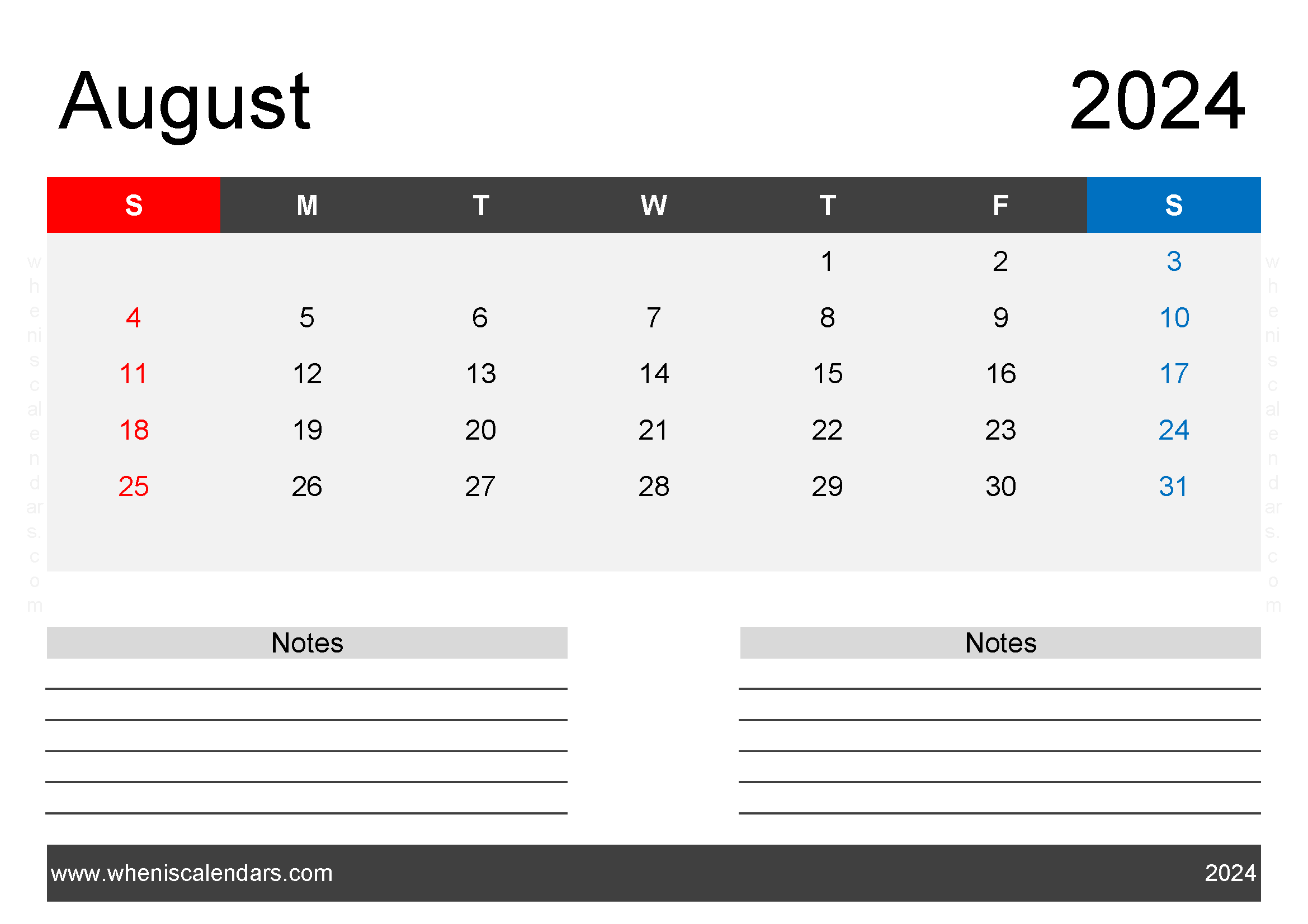 Free Printable Calendar August 2024 with Holidays Monthly Calendar