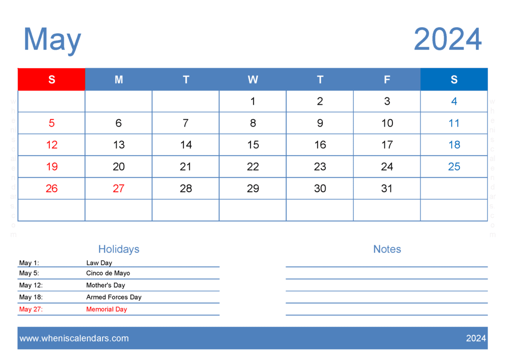 May 2024 Calendar template editable M54405
