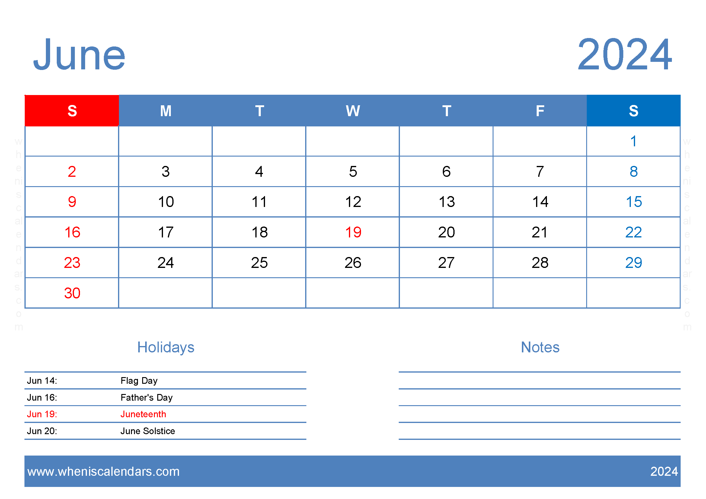 June 2024 Calendar Template editable Monthly Calendar