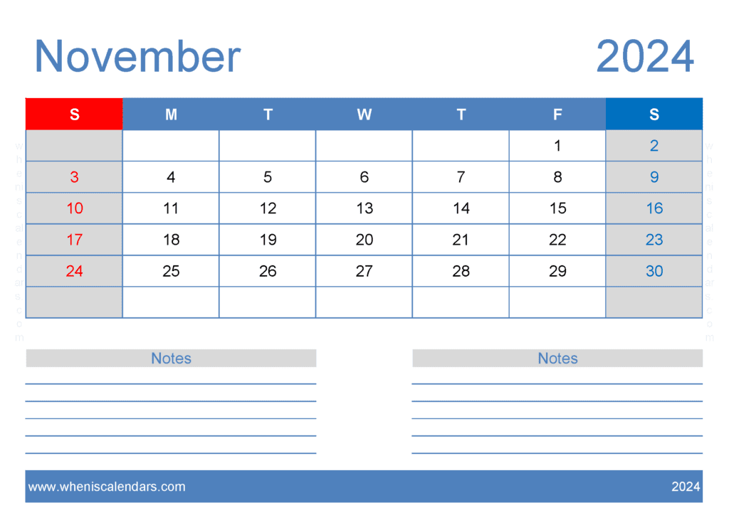 November Free Printable Calendar 2024 Monthly Calendar
