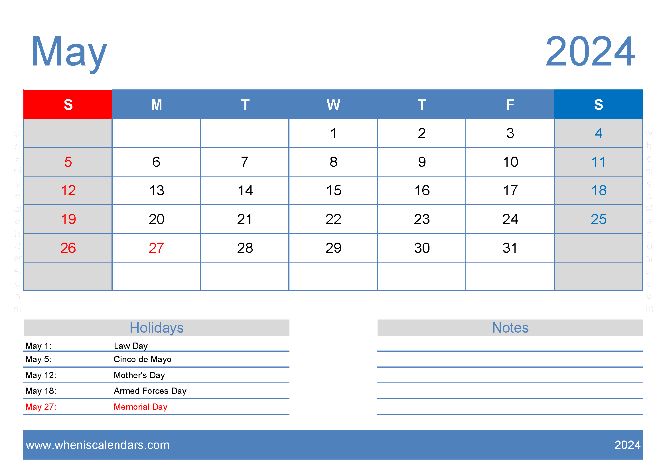 Blank month Calendar May 2024 Monthly Calendar
