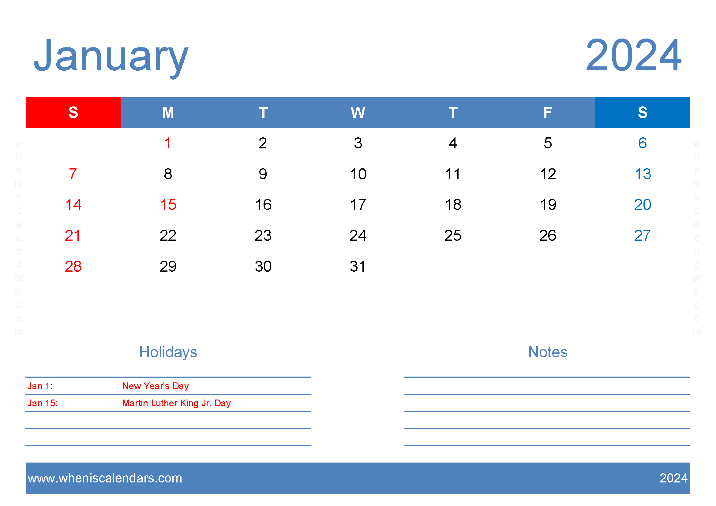 Jan Blank Calendar 2024 Monthly Calendar