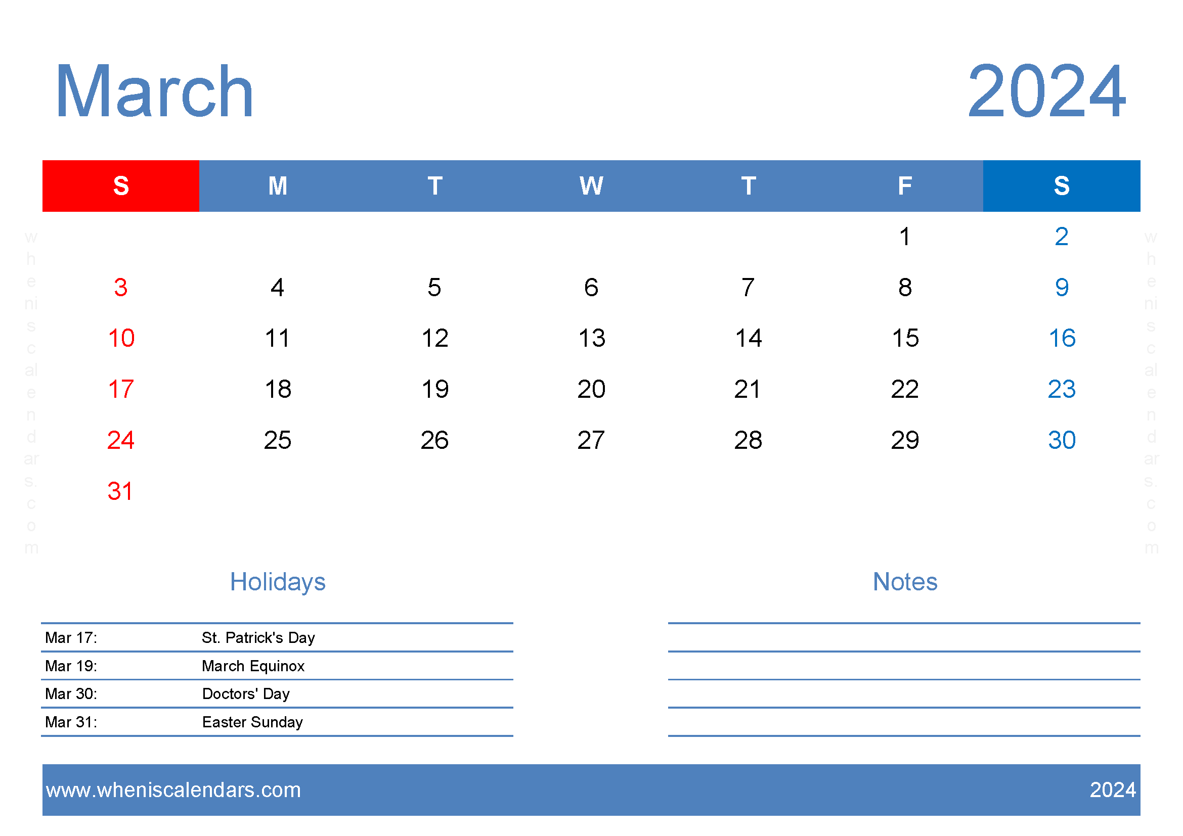 Mar Blank Calendar 2024 Monthly Calendar
