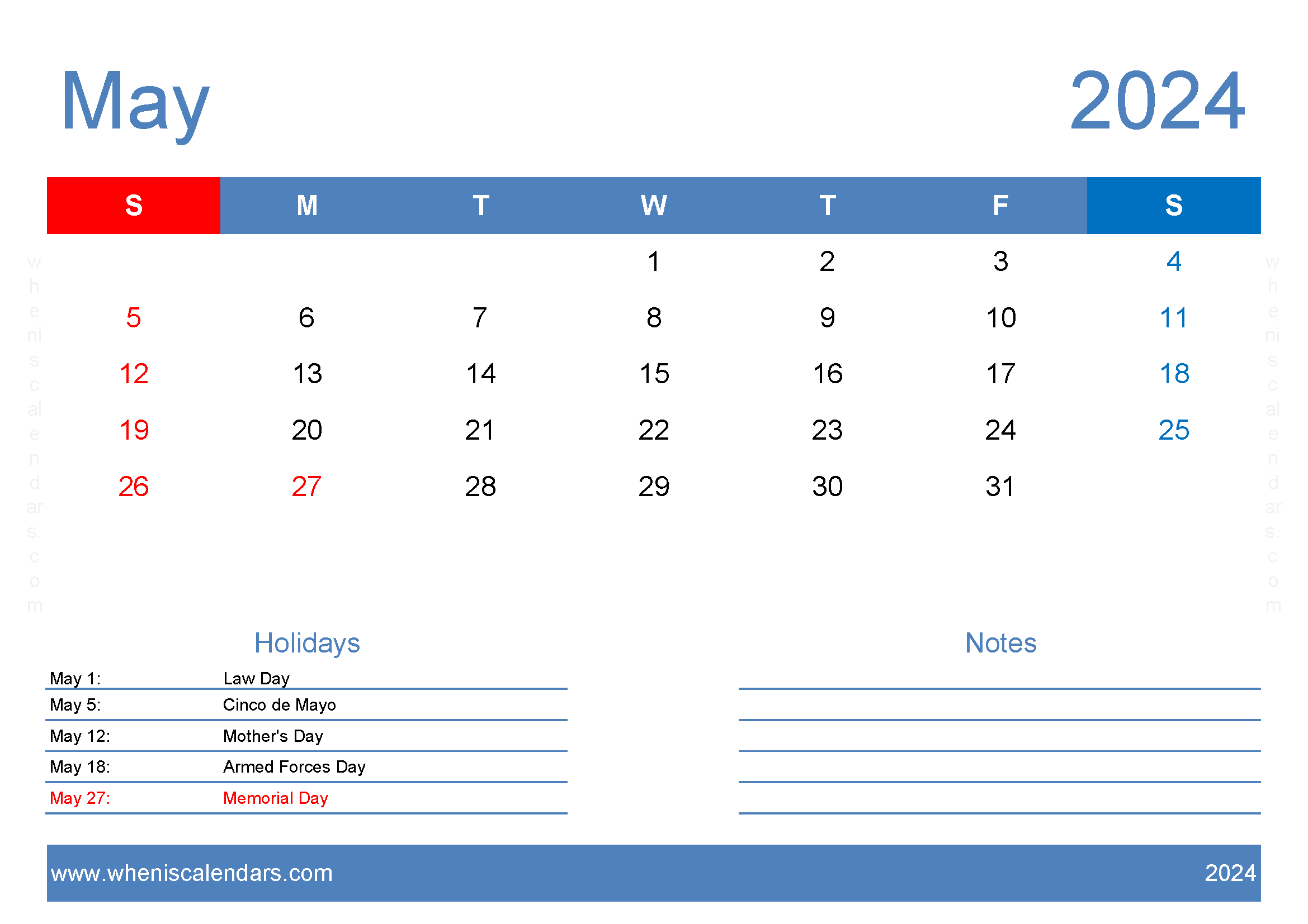 May Blank Calendar 2024 Monthly Calendar