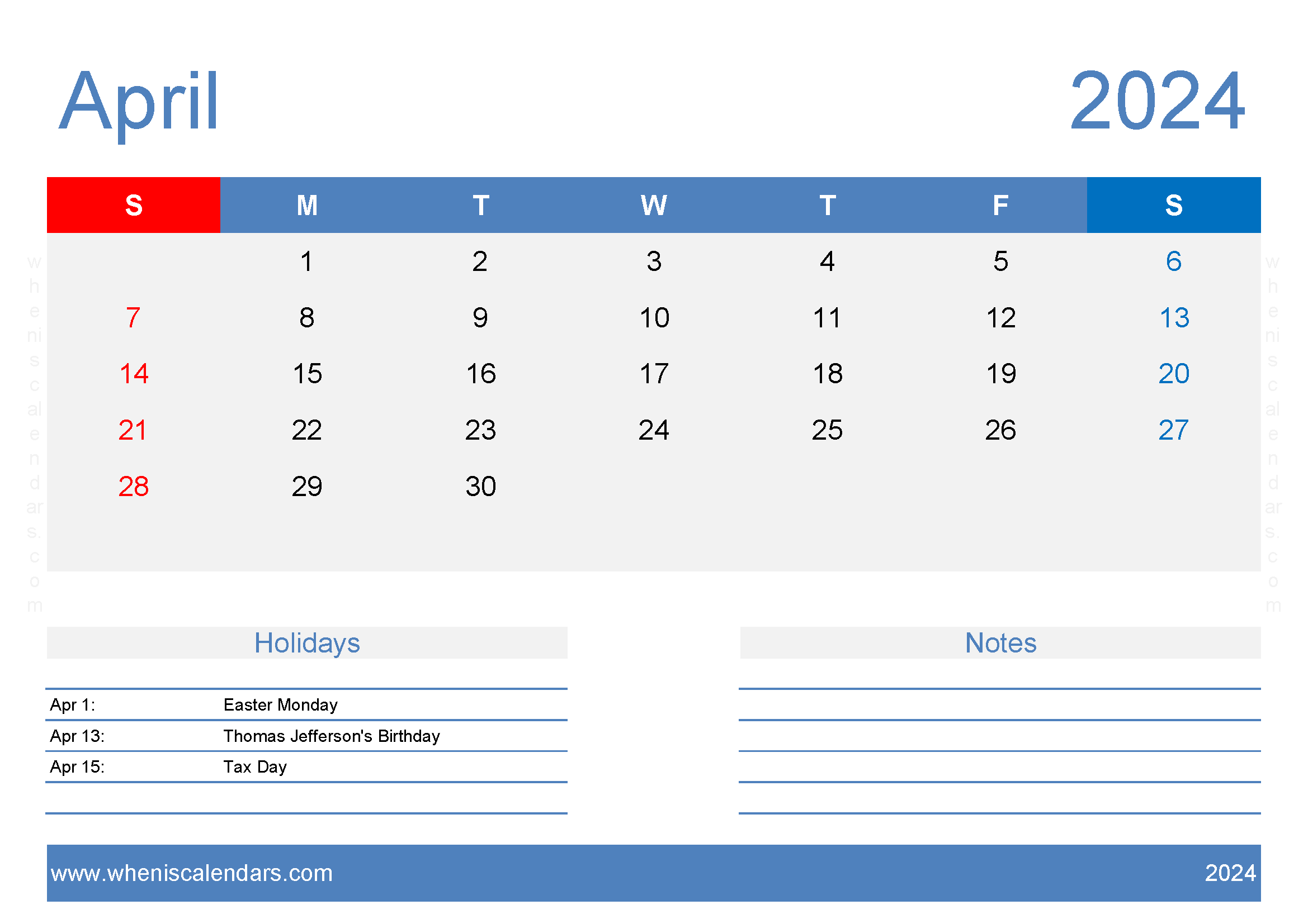 Free Blank April Calendar 2024 Monthly Calendar