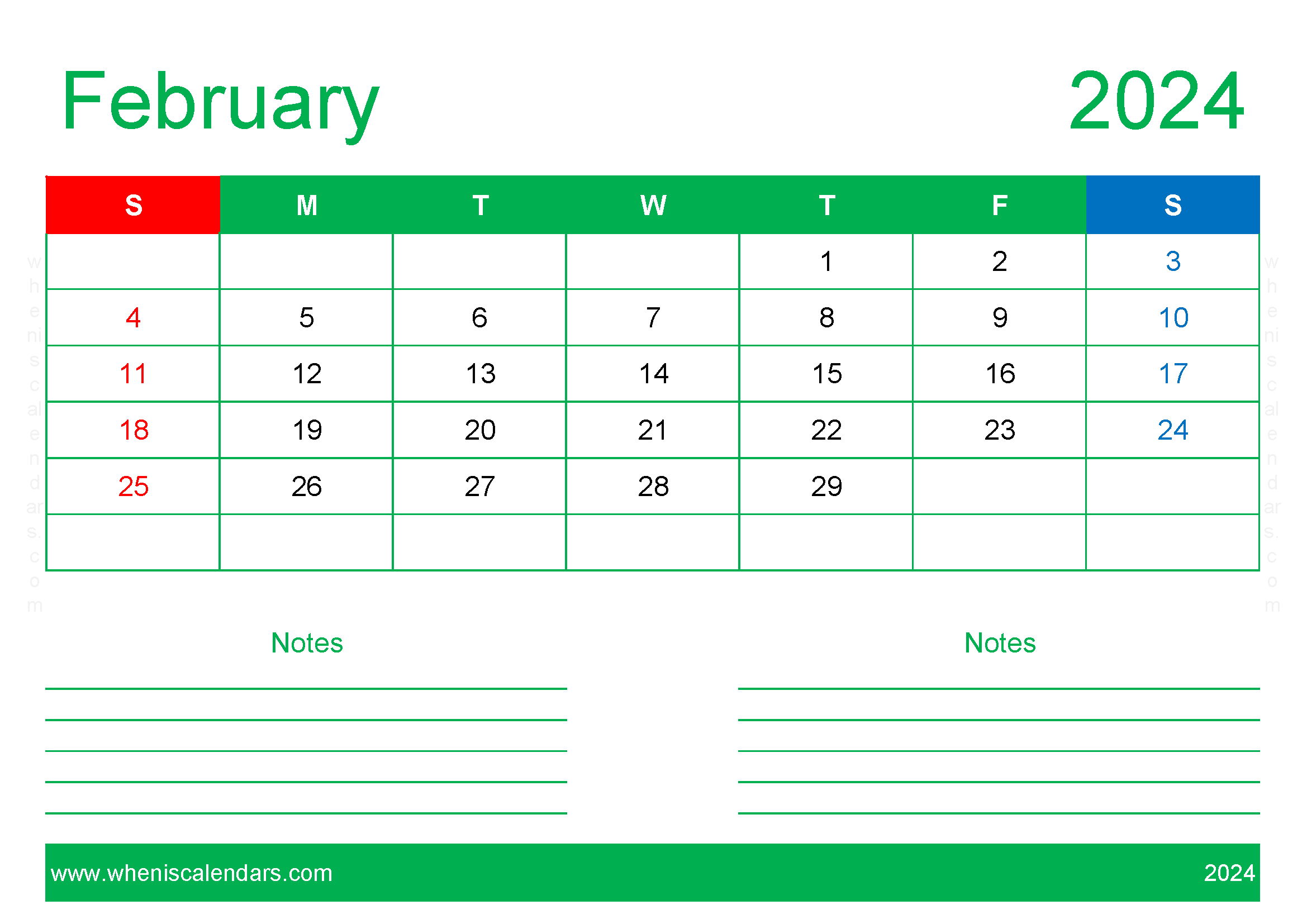 Free Blank February 2024 Calendar Monthly Calendar