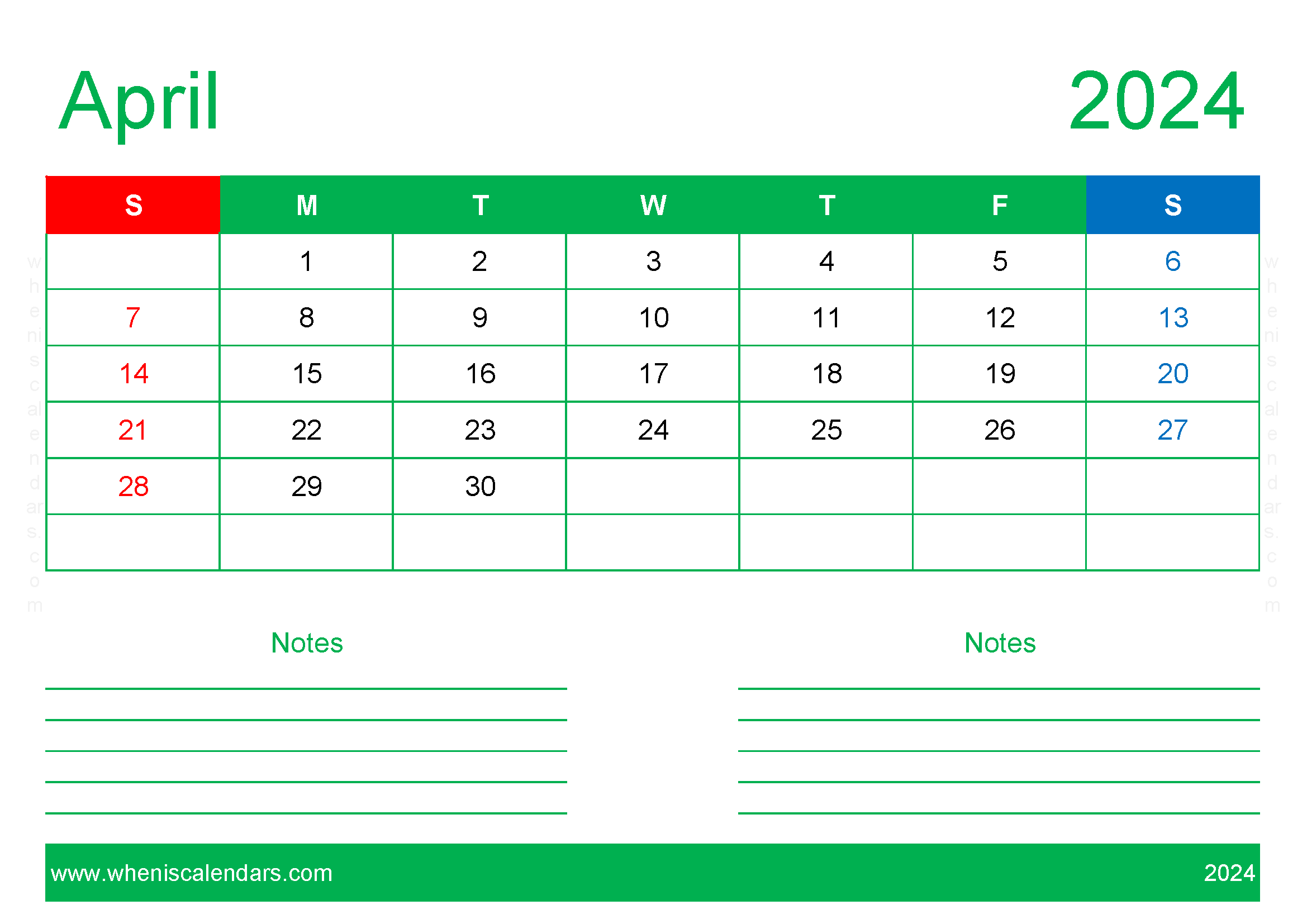 Free Blank April 2024 Calendar Monthly Calendar
