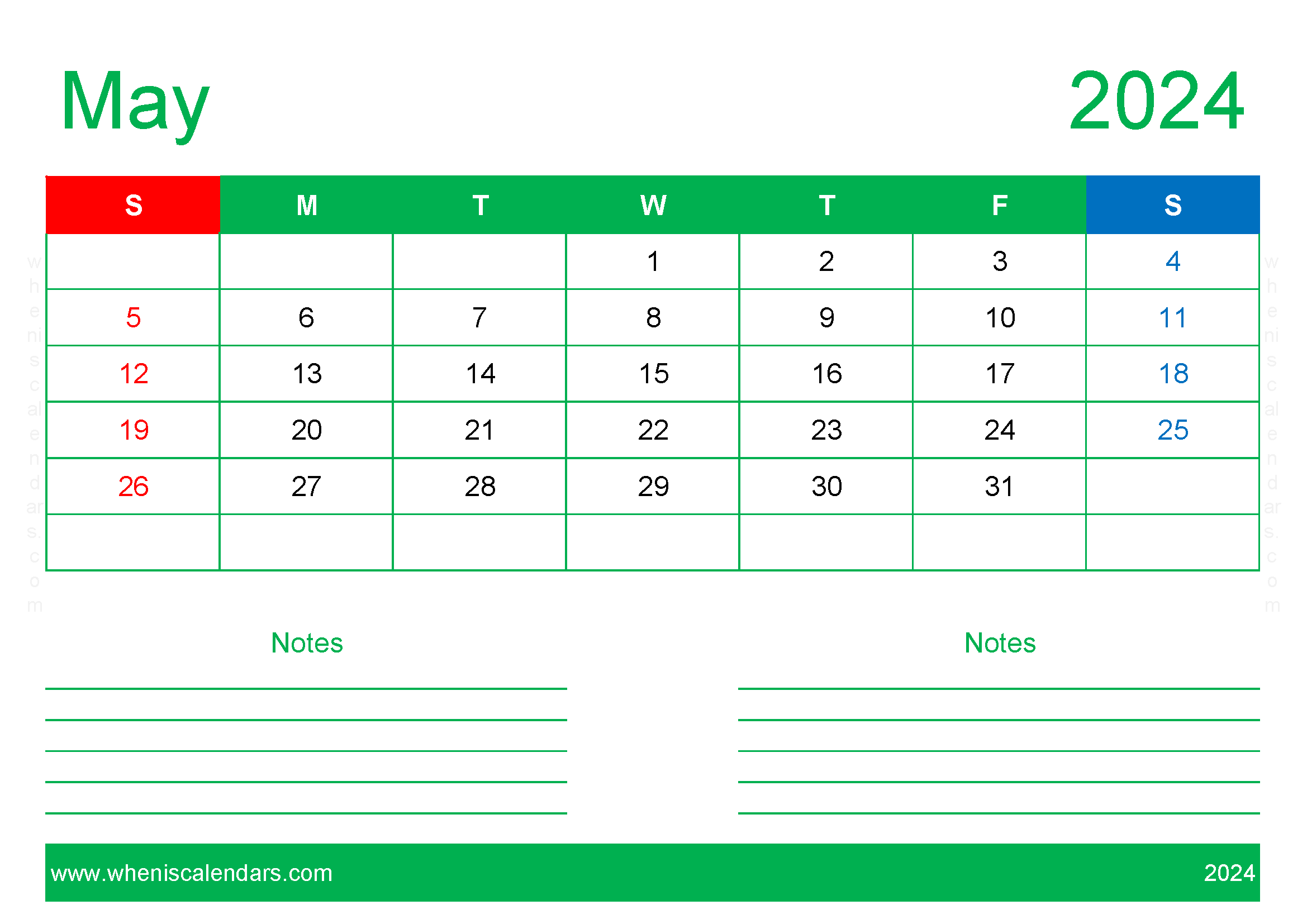 Free Blank May 2024 Calendar Monthly Calendar