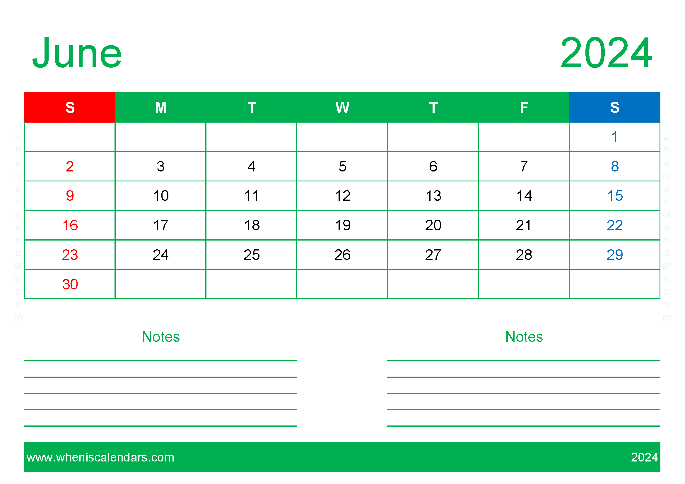 Free Blank June 2024 Calendar Monthly Calendar