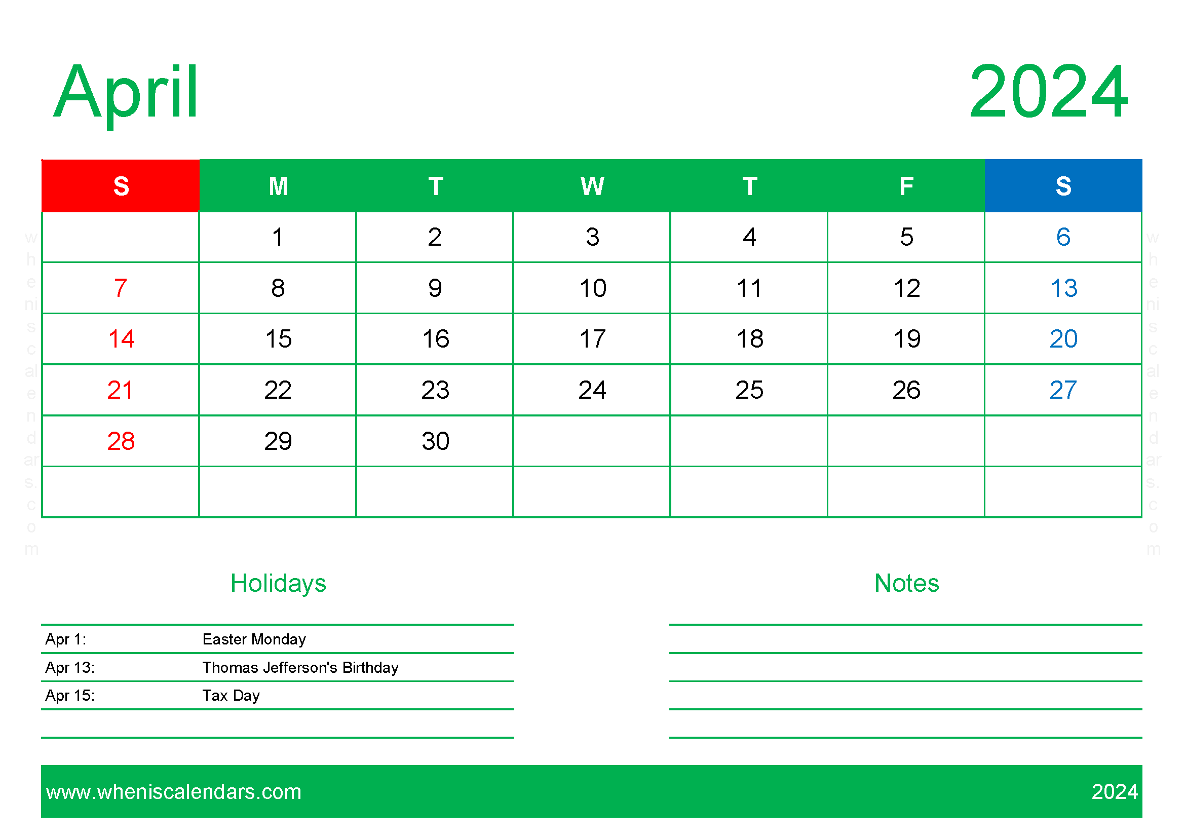 Free Printable Calendars 2024 April Monthly Calendar