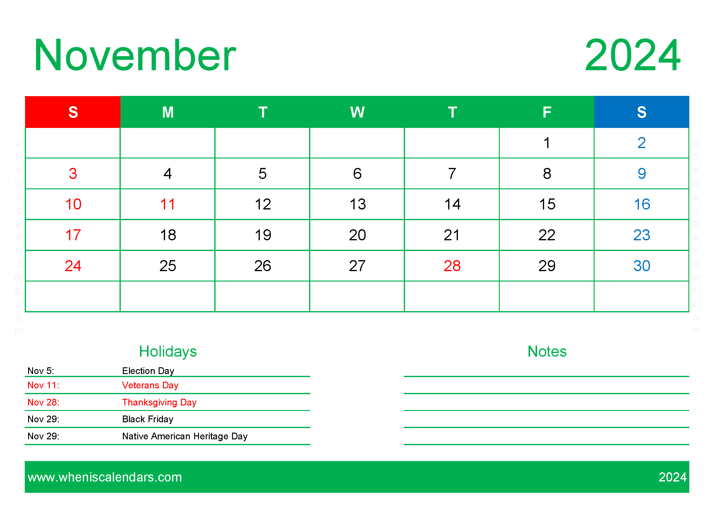 Free Printable Calendars 2024 November Monthly Calendar