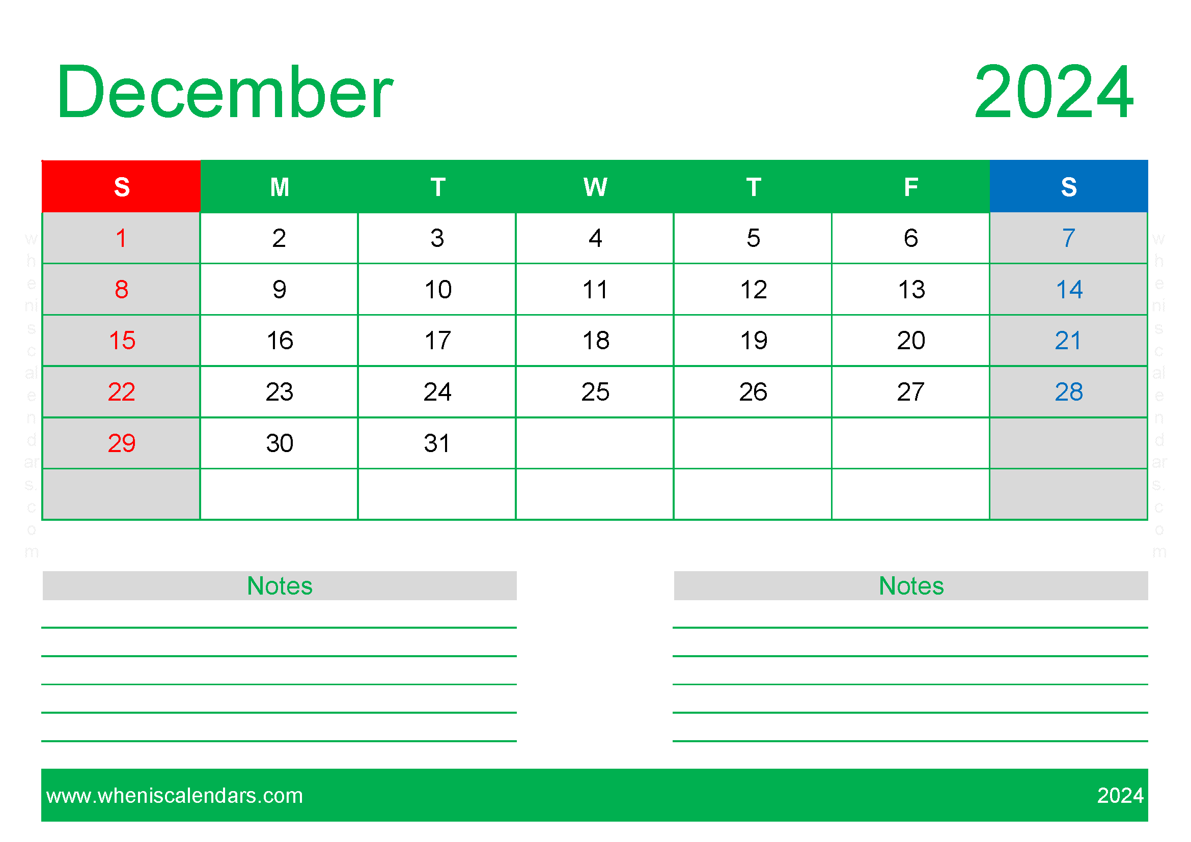 December month 2024 Holidays Monthly Calendar