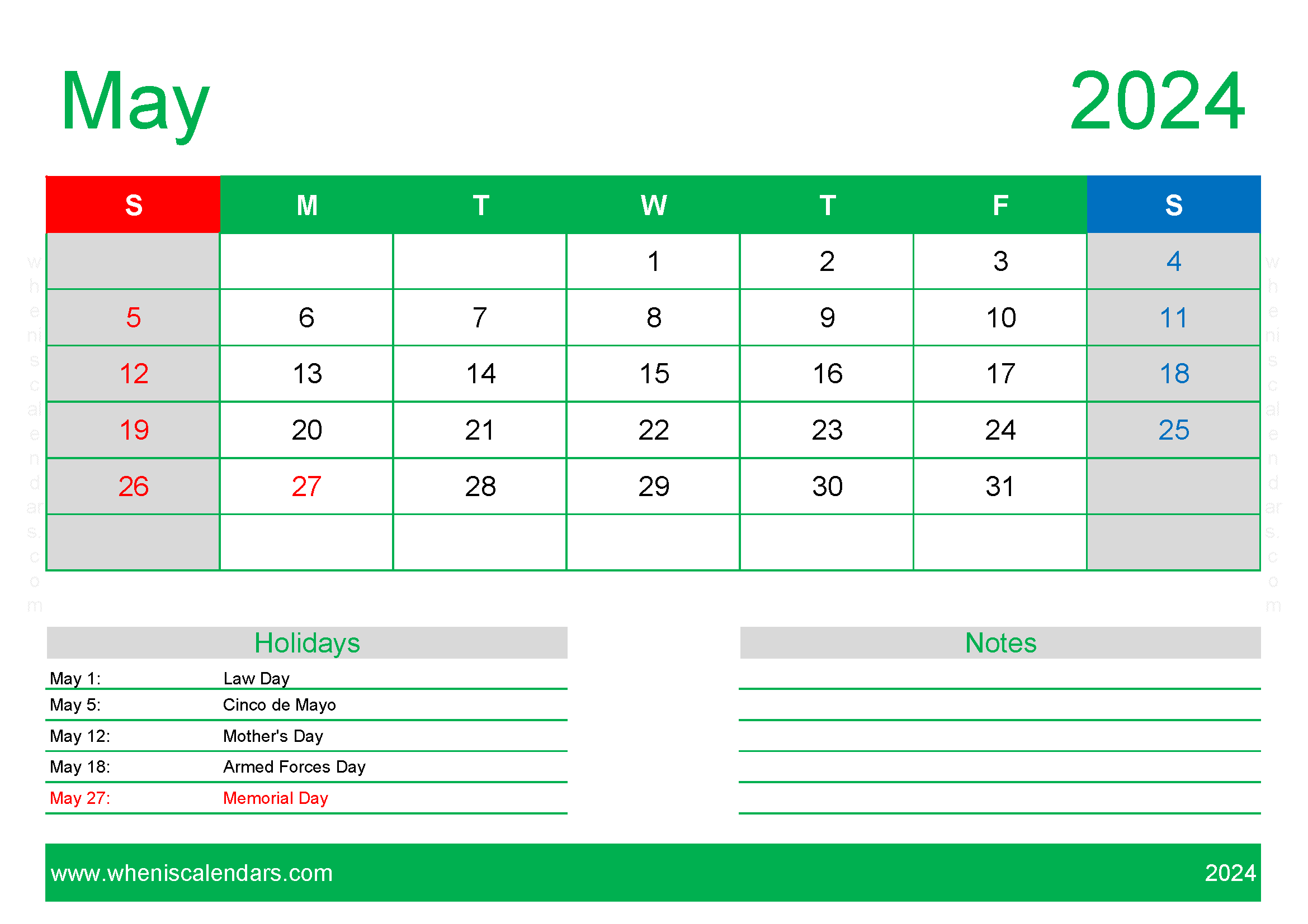 May Blank 2024 Calendar Monthly Calendar