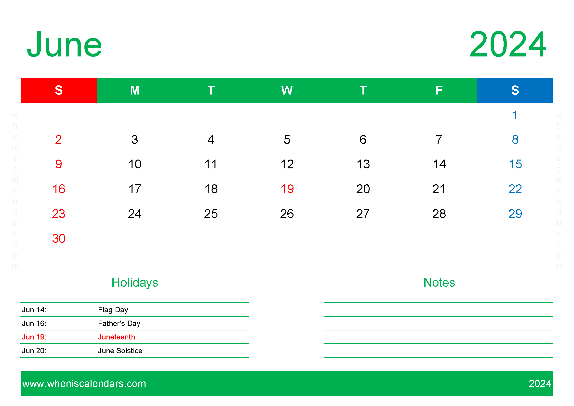 month of June Calendar Printable 2024 Monthly Calendar