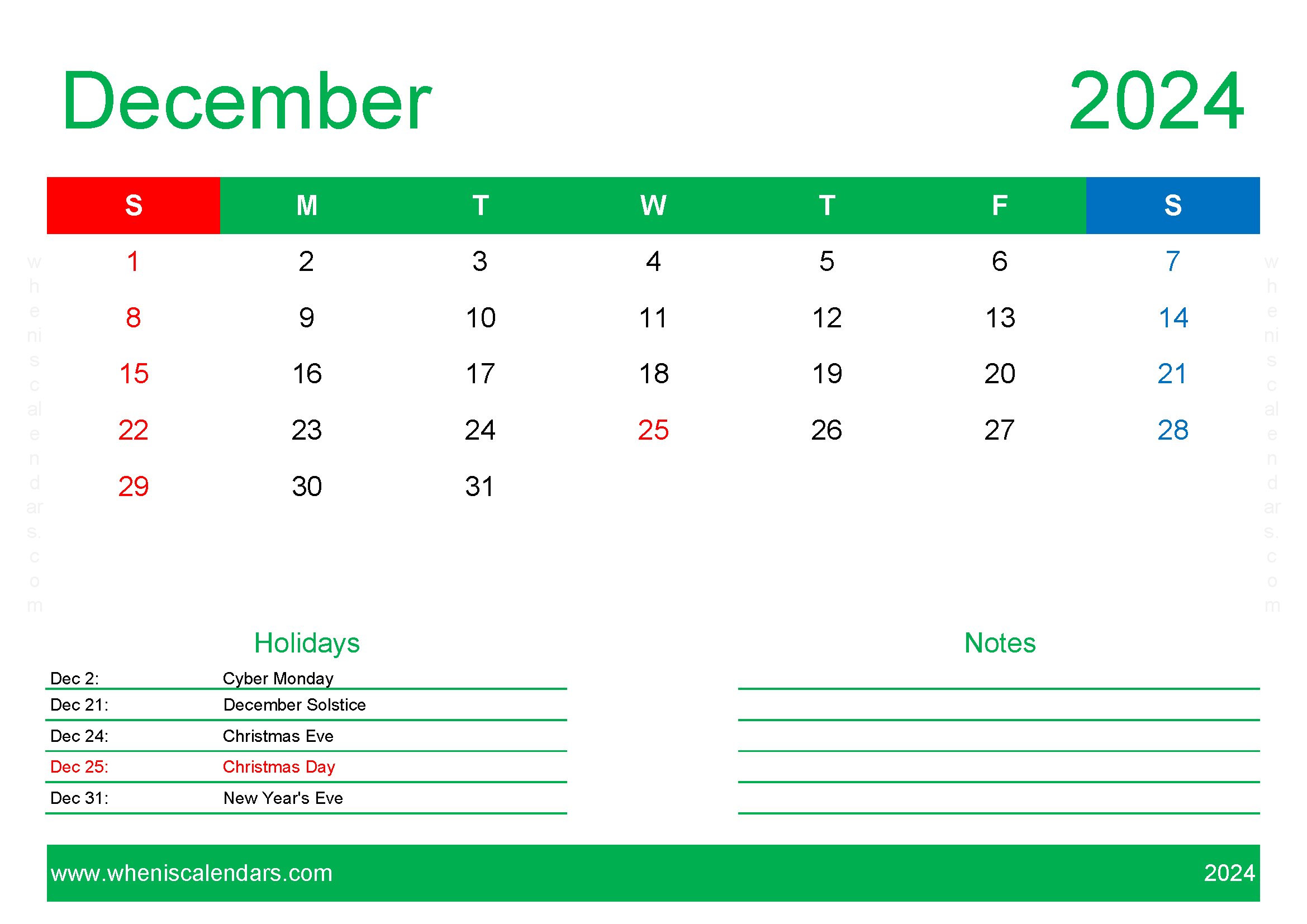 month of December Calendar Printable 2024 Monthly Calendar
