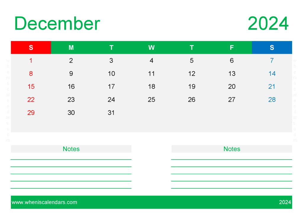 editable Calendar Template December 2024 Monthly Calendar