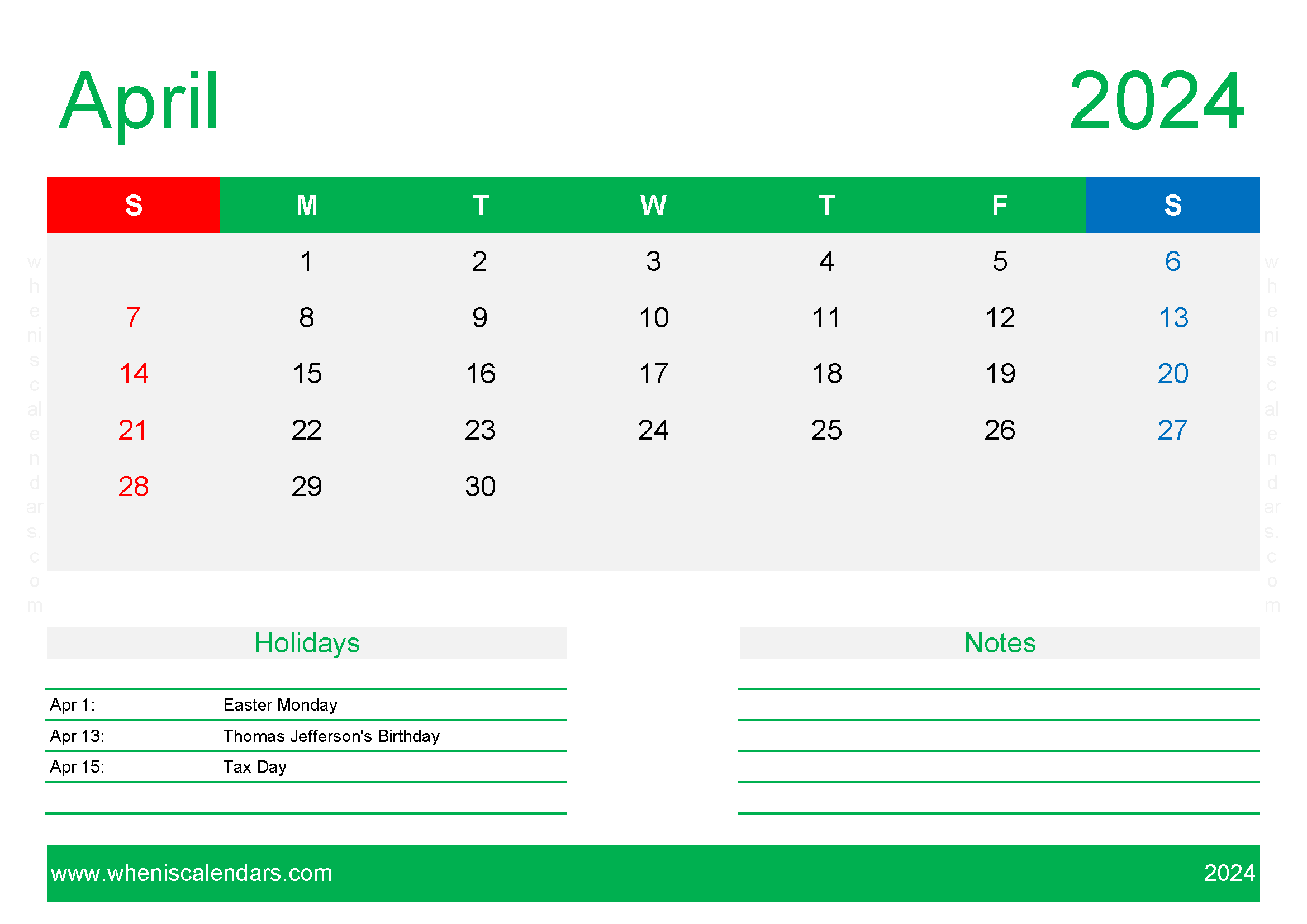 Blank April Calendar Template 2024 Monthly Calendar