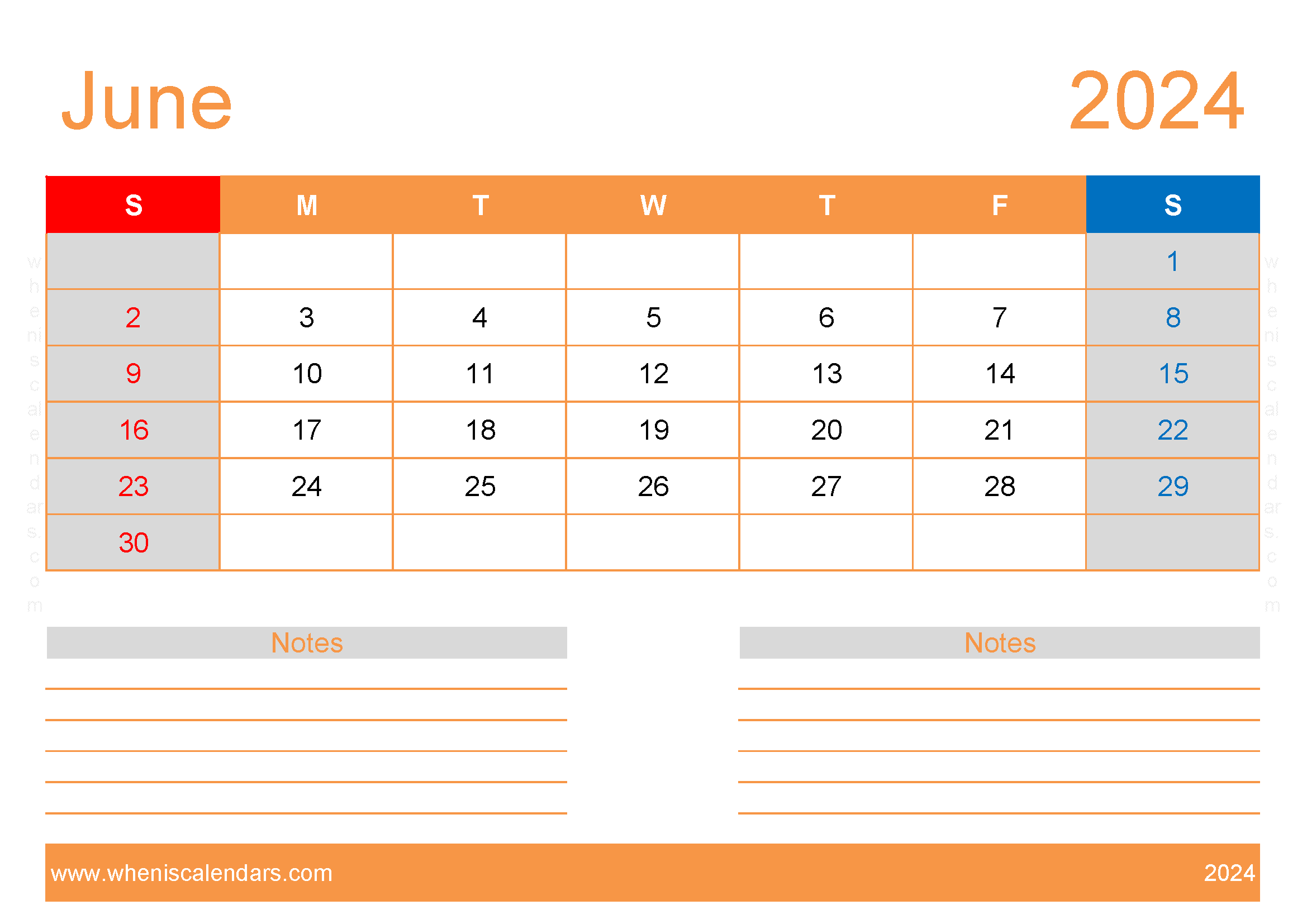 June 2024 Blank Calendar Template Monthly Calendar