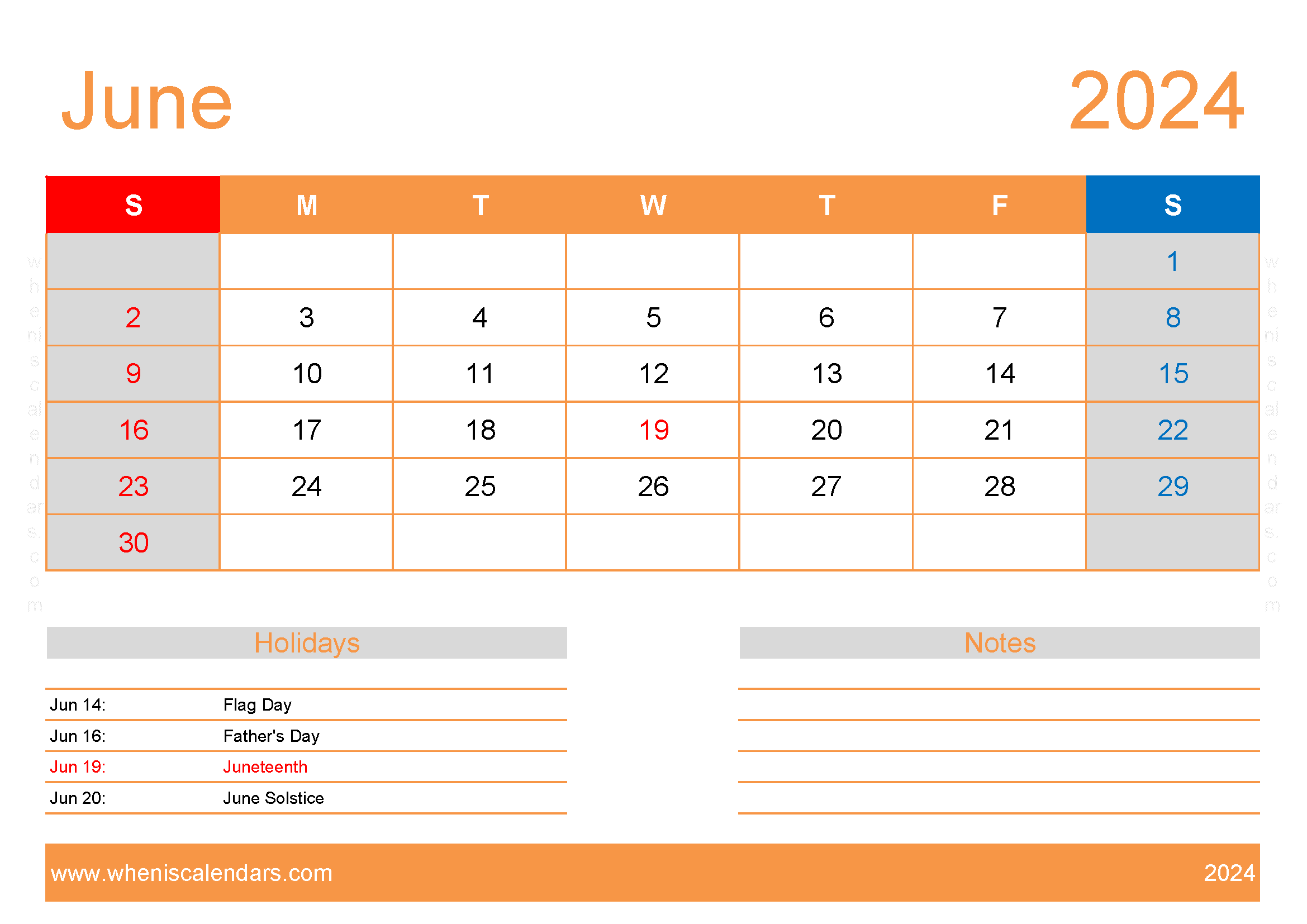 June 2024 Printable Calendar vertical Monthly Calendar
