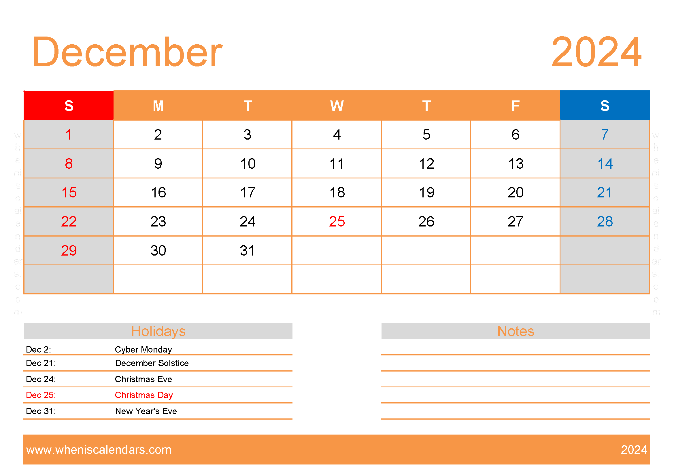 December 2024 Printable Calendar vertical Monthly Calendar