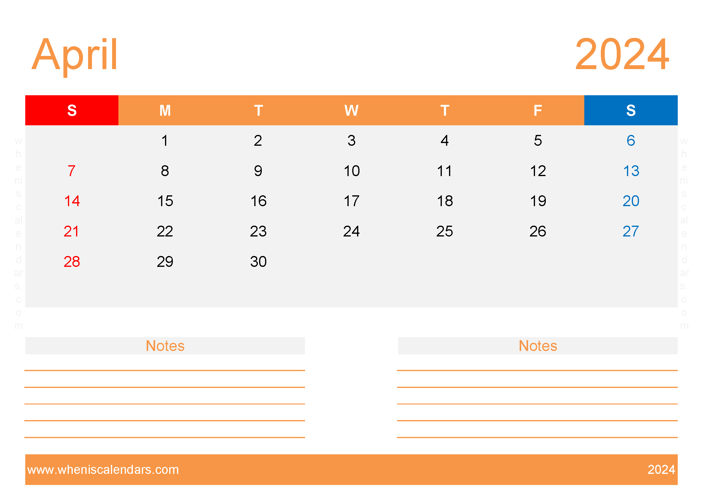 April 2024 Calendar with week numbers Monthly Calendar