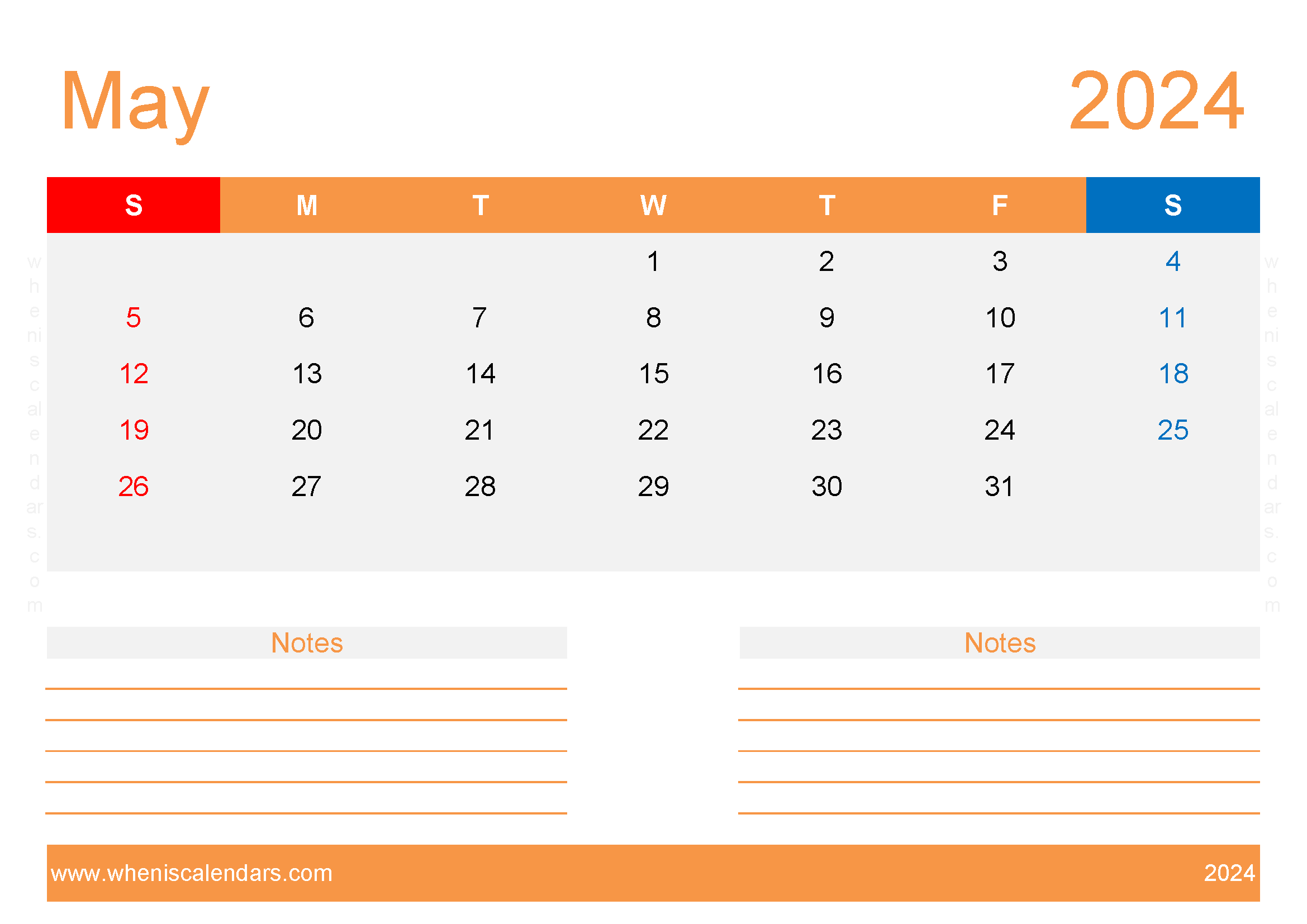 May 2024 Calendar with week numbers Monthly Calendar