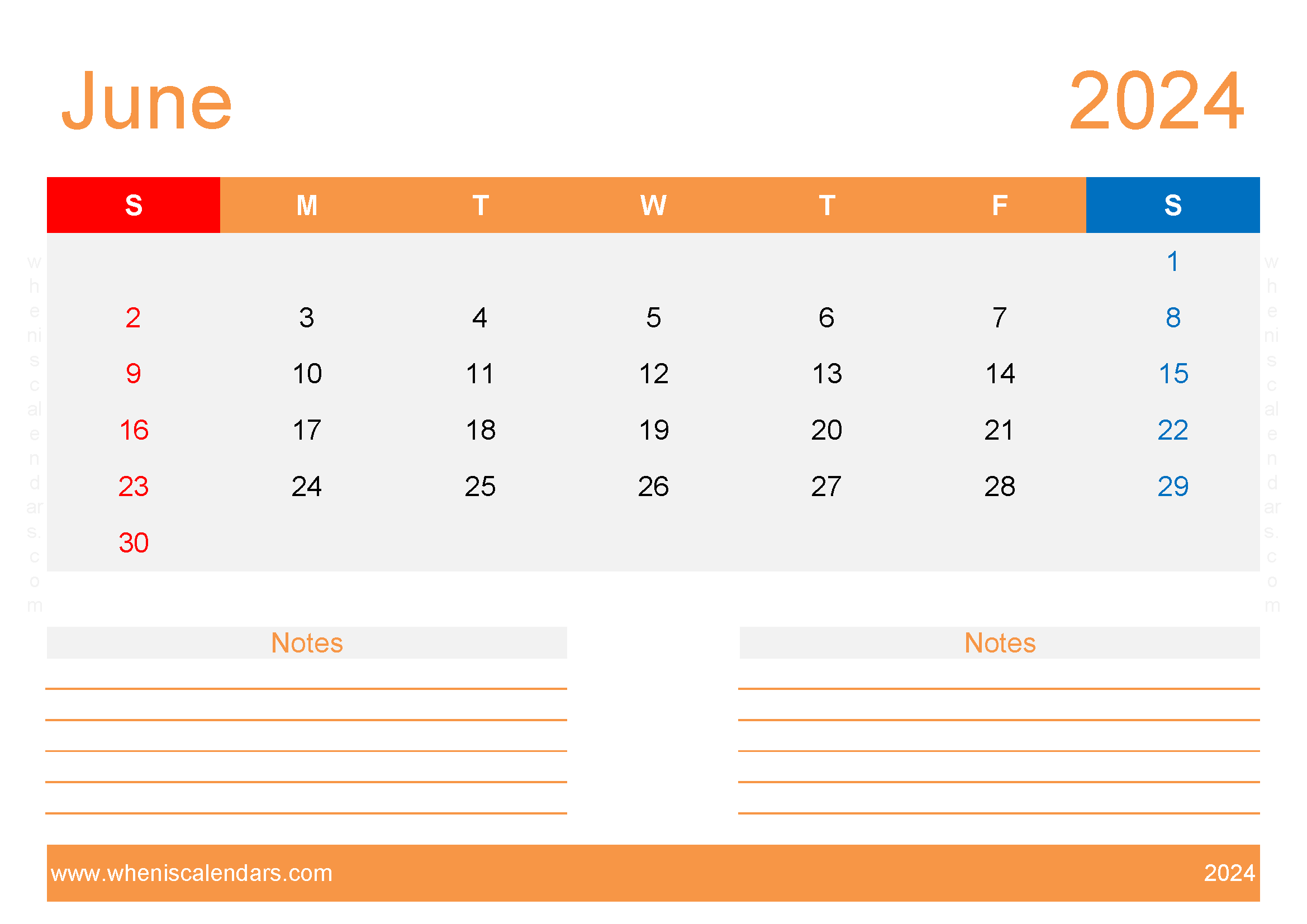 June 2024 Calendar with week numbers Monthly Calendar