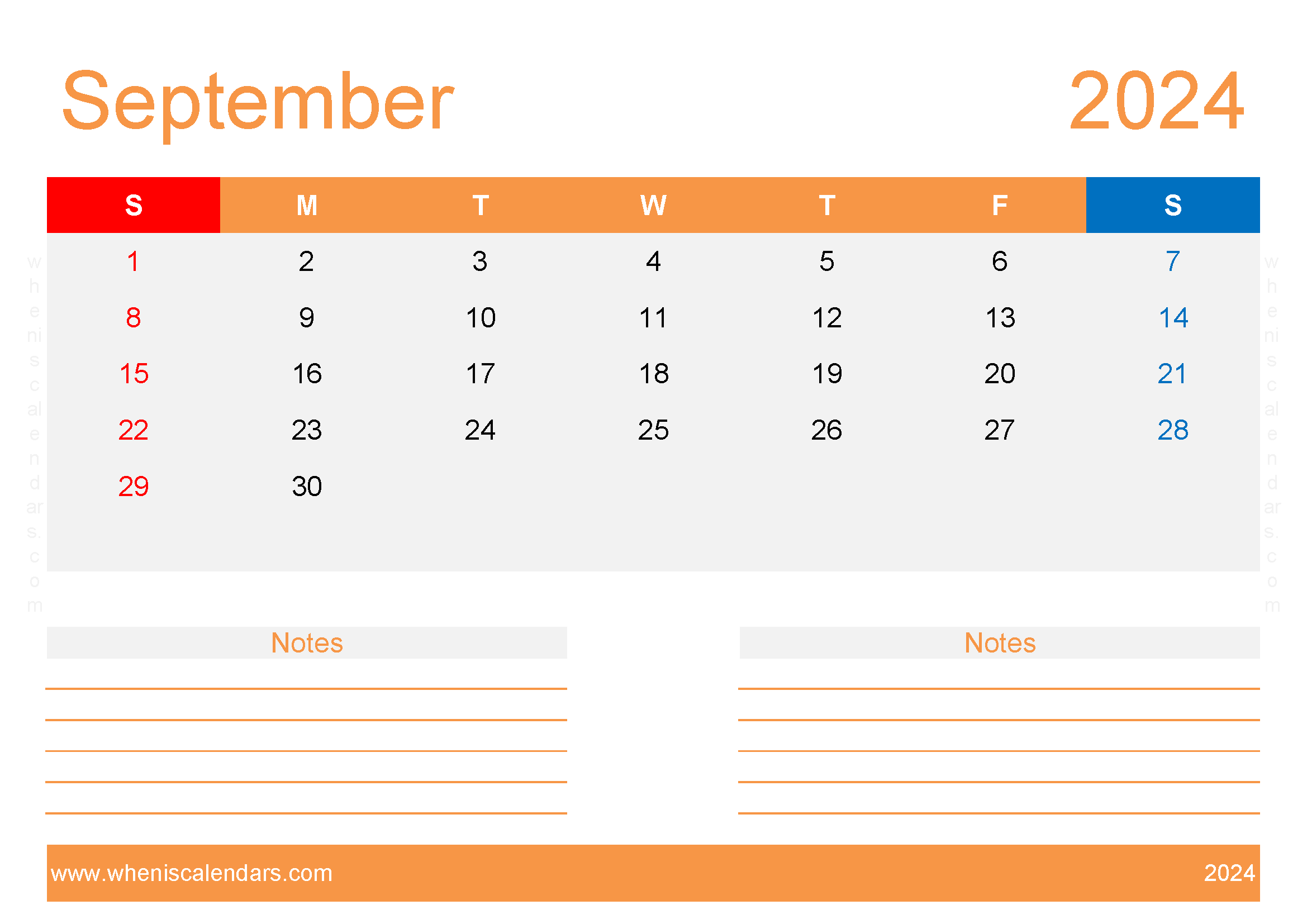 September 2024 Calendar with week numbers Monthly Calendar