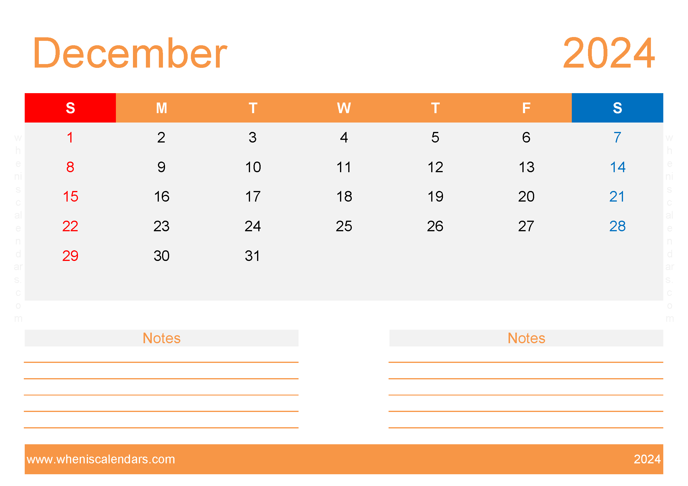 December 2024 Calendar with week numbers Monthly Calendar