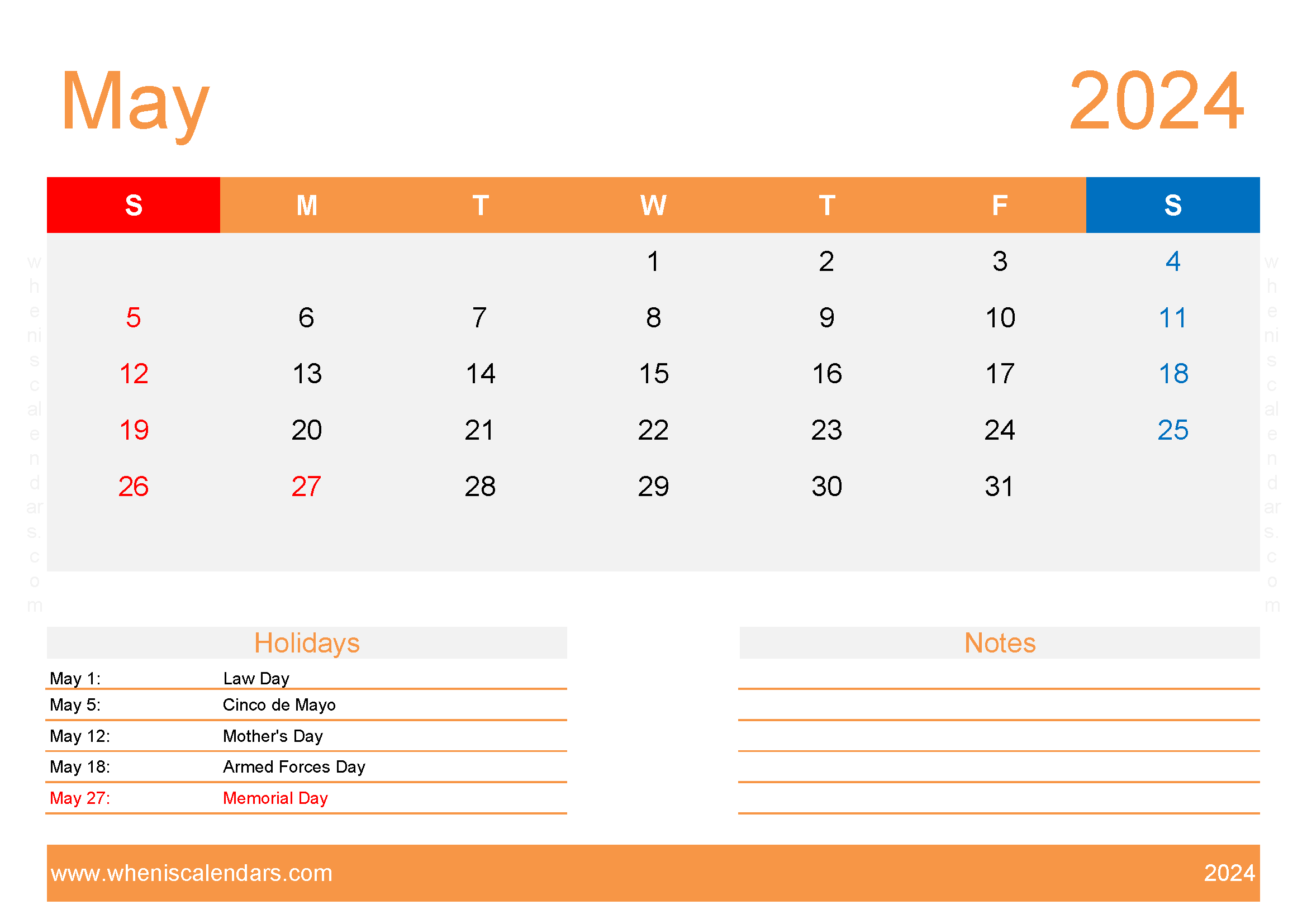 Blank Printable May Calendar 2024 Monthly Calendar