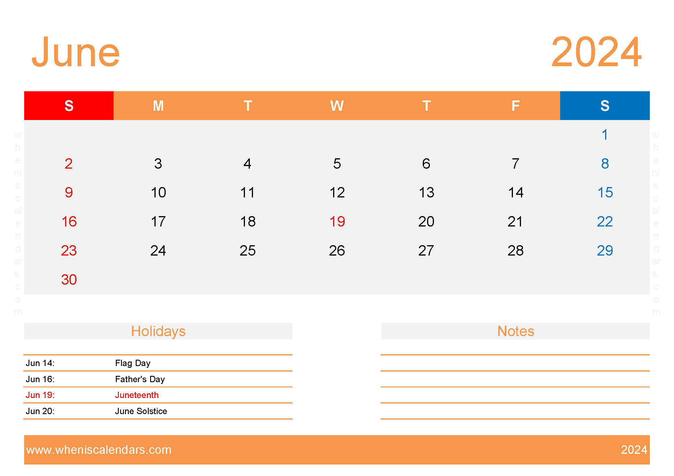 Blank Printable June Calendar 2024 Monthly Calendar