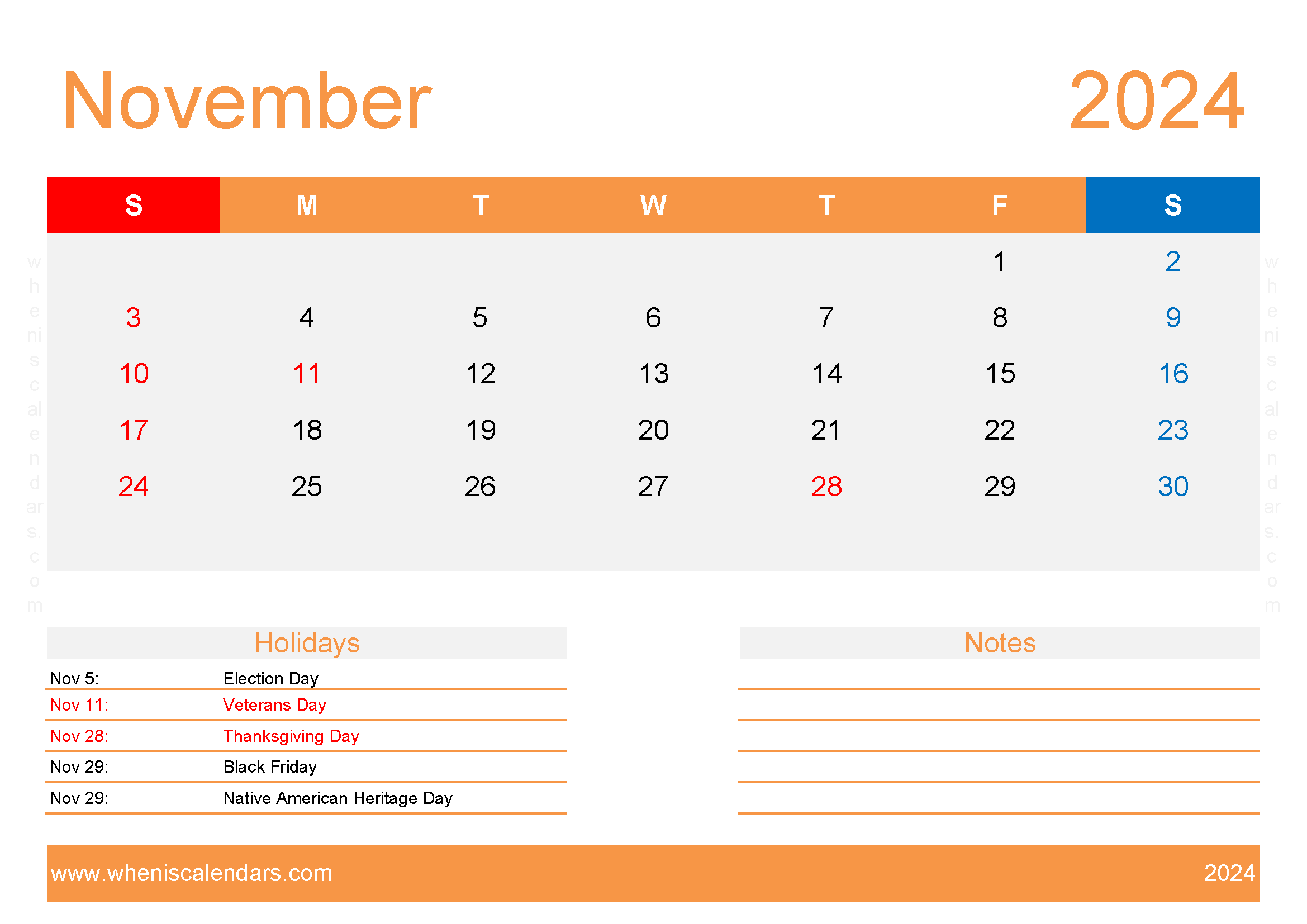 Blank Printable November Calendar 2024 Monthly Calendar