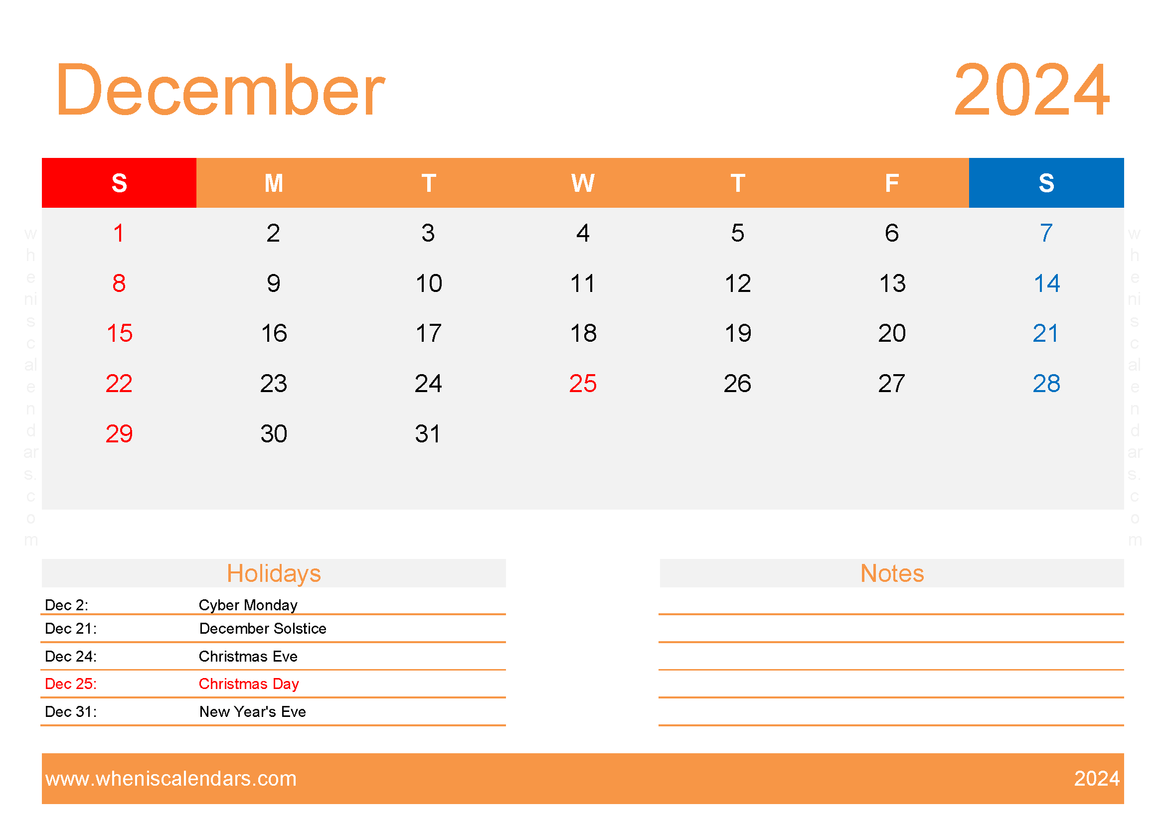 Blank Printable December Calendar 2024 Monthly Calendar