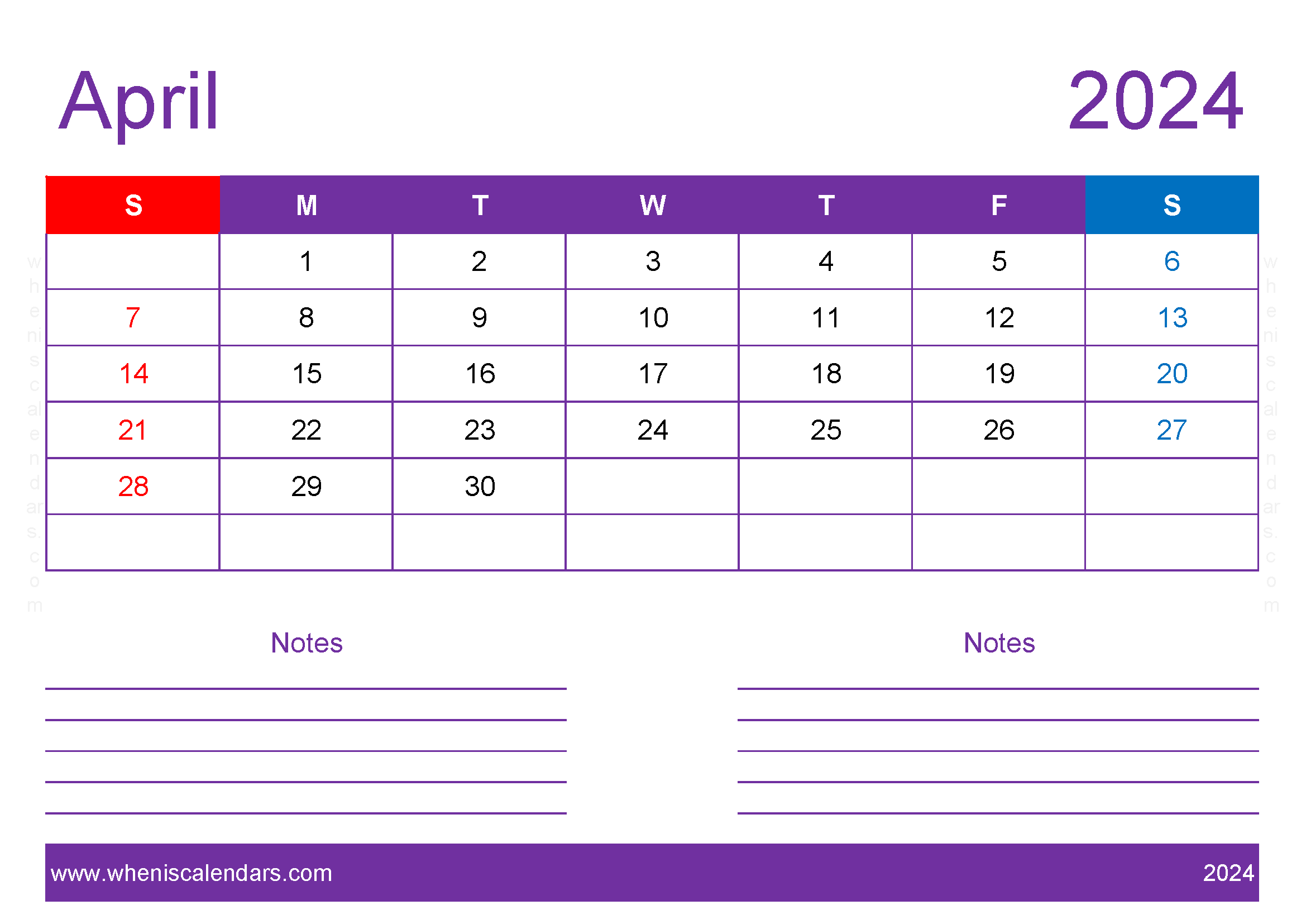 Blank Calendar Printable April 2024 Monthly Calendar