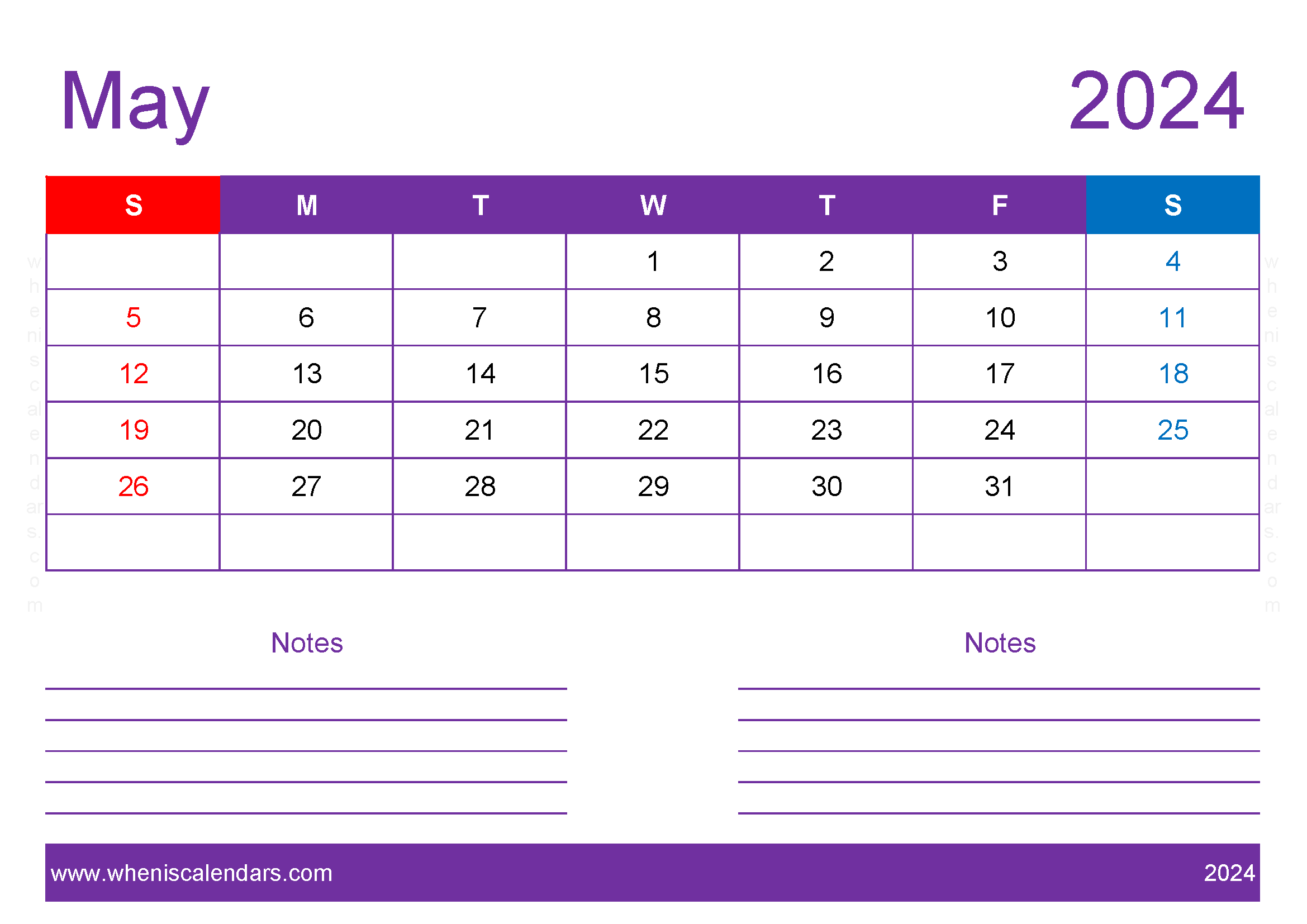 Blank Calendar Printable May 2024 Monthly Calendar