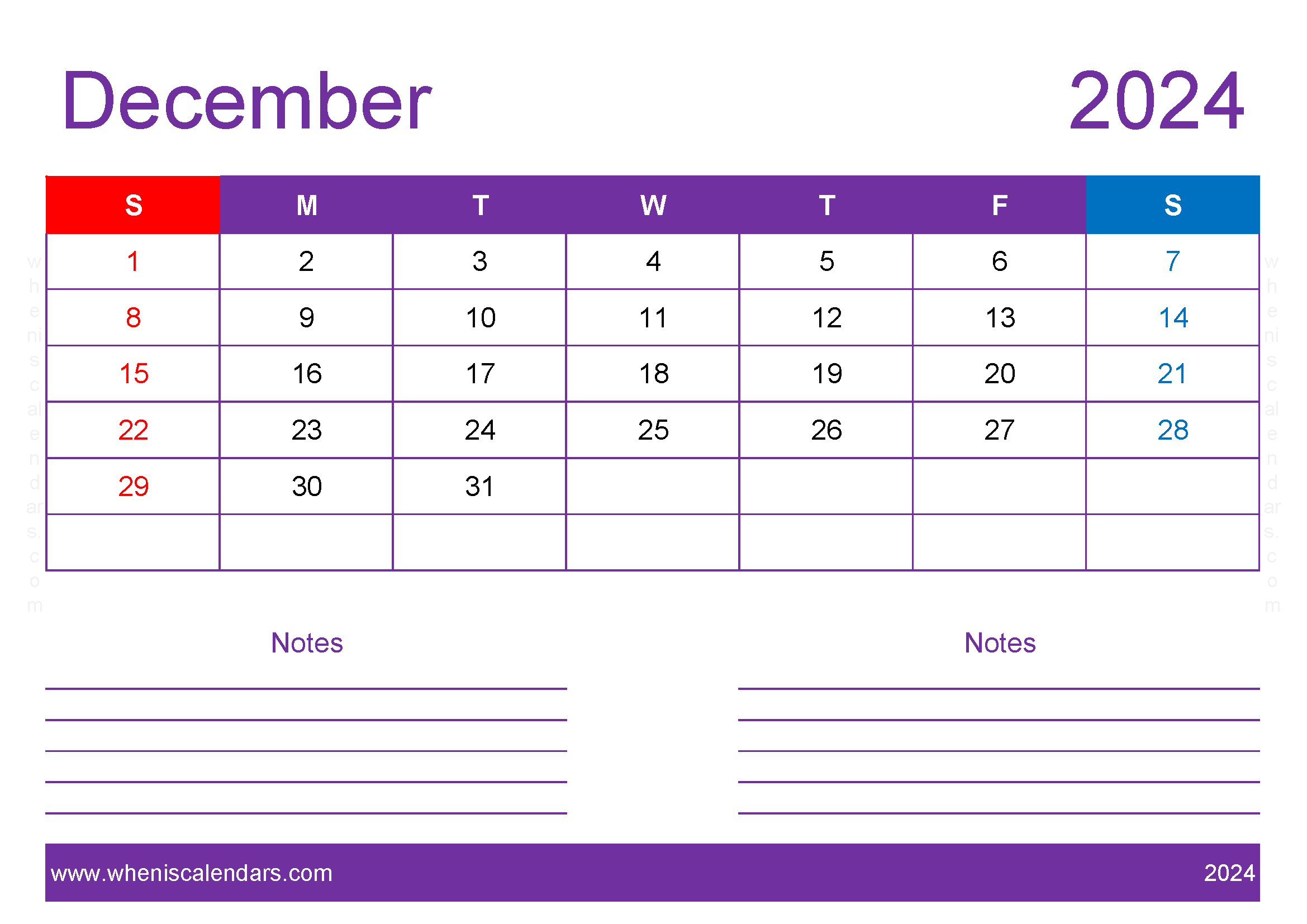 Blank Calendar Printable December 2024 Monthly Calendar