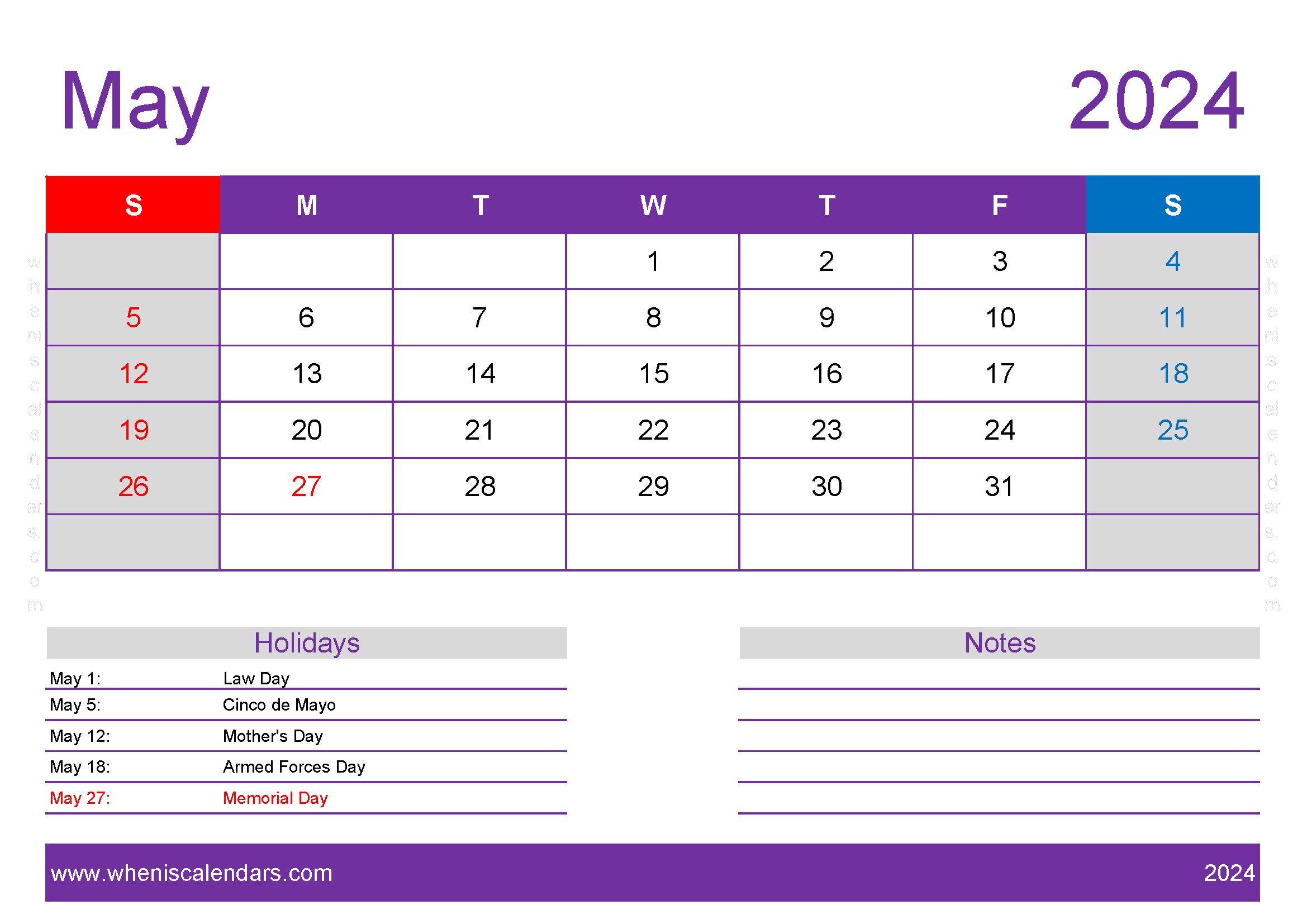 2024 May Blank Calendar Template Monthly Calendar
