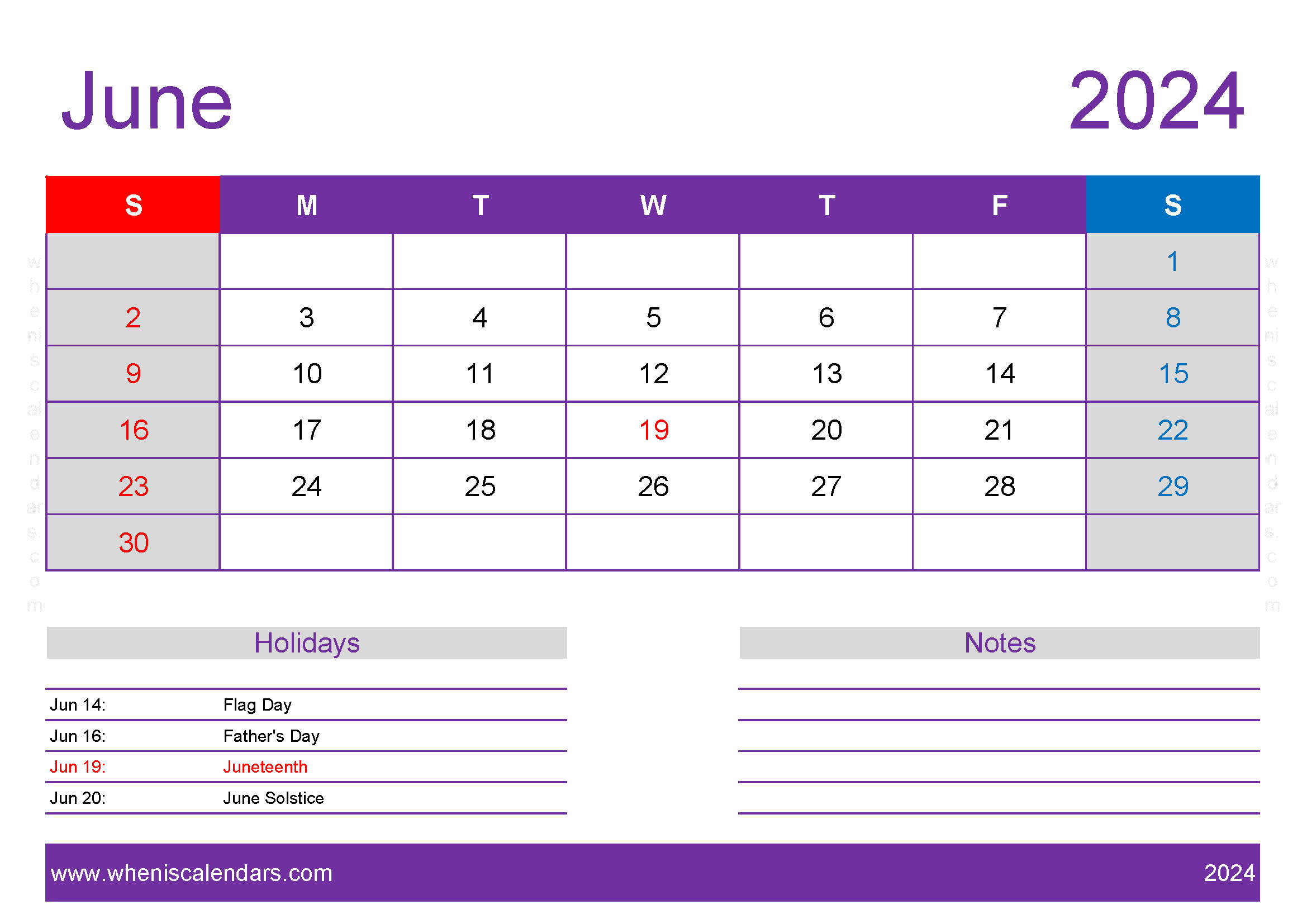 2024 June Blank Calendar Template Monthly Calendar