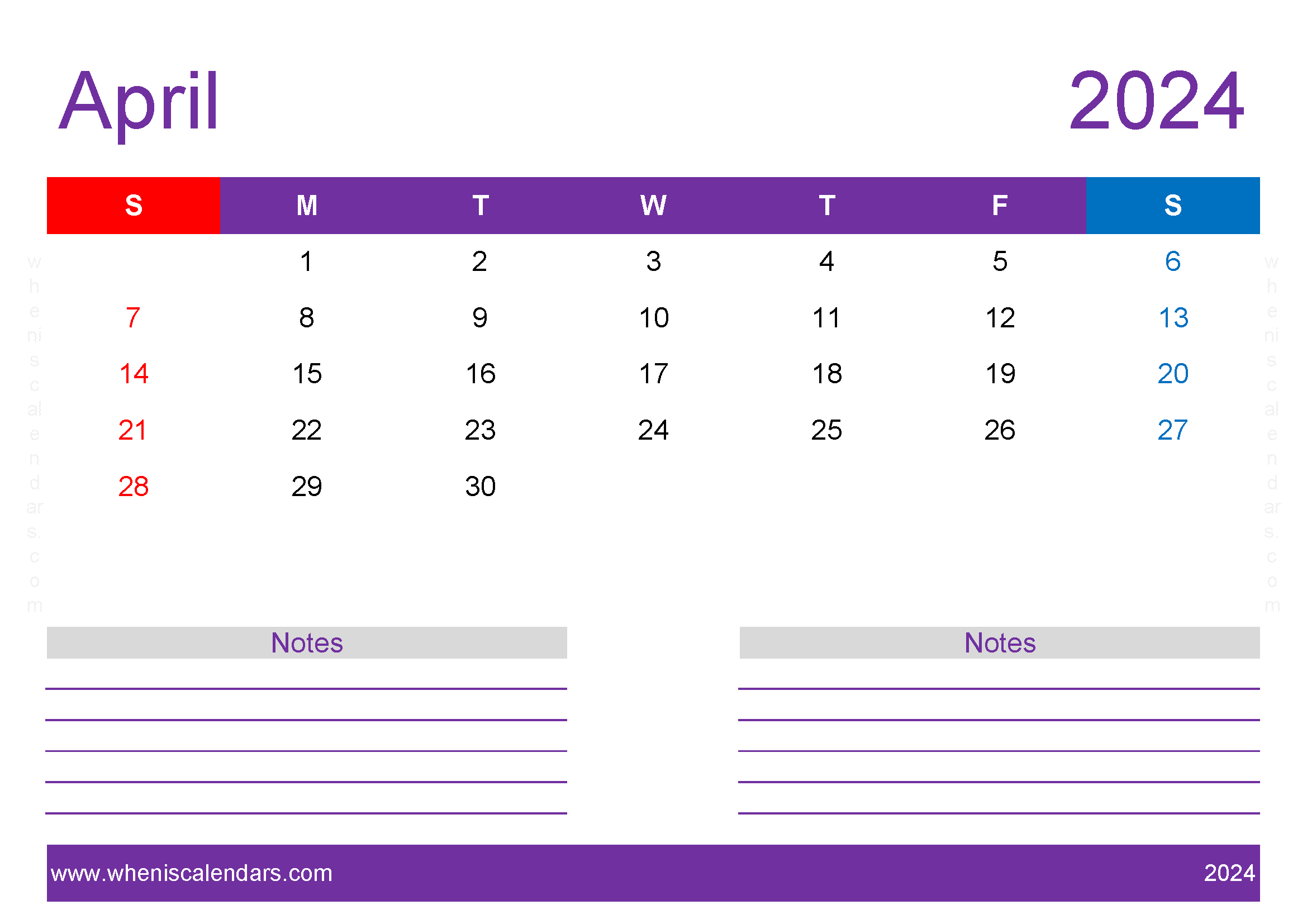 print Free April 2024 Calendar Monthly Calendar