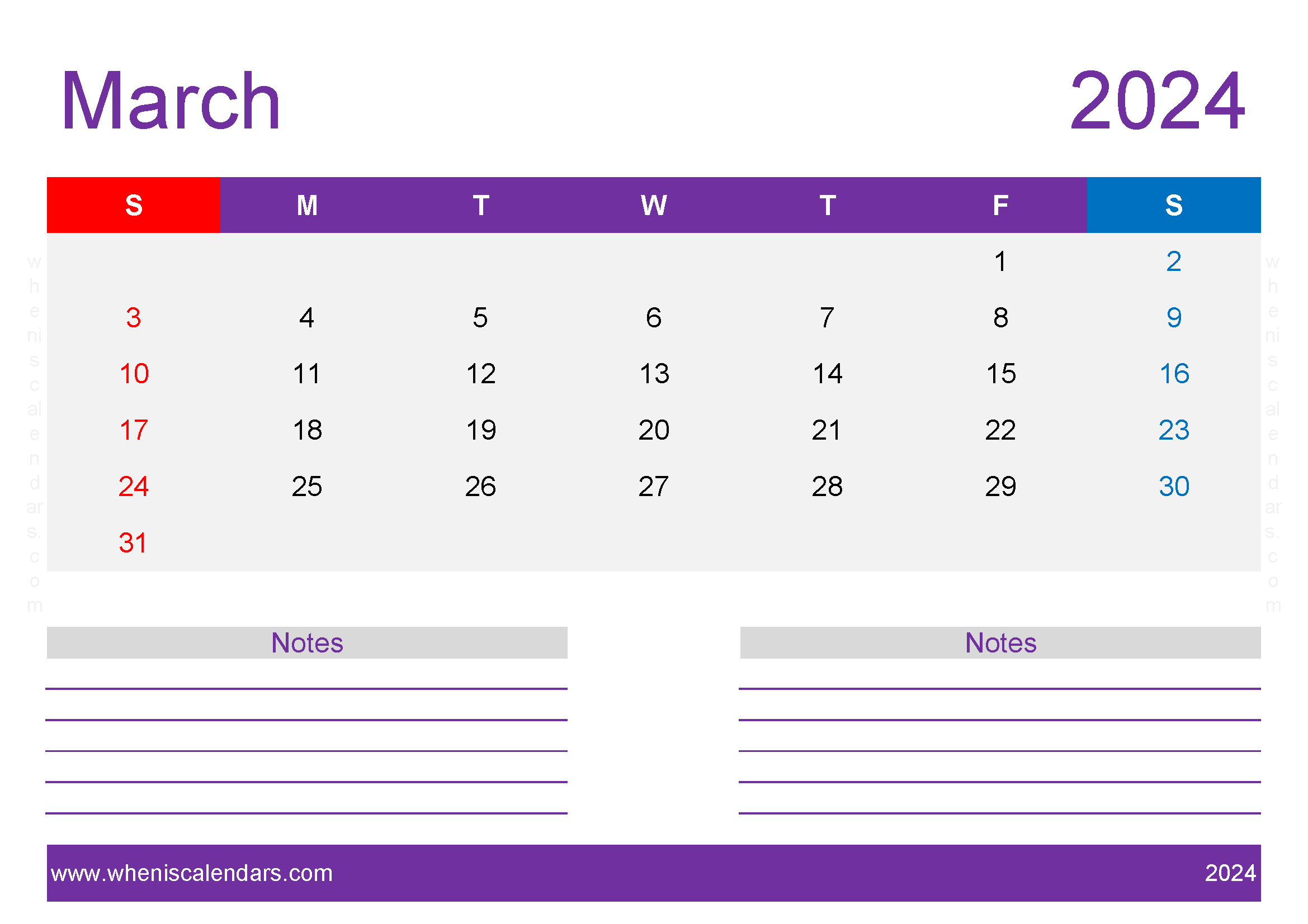 Free Printable Calendar 2024 March Monthly Calendar