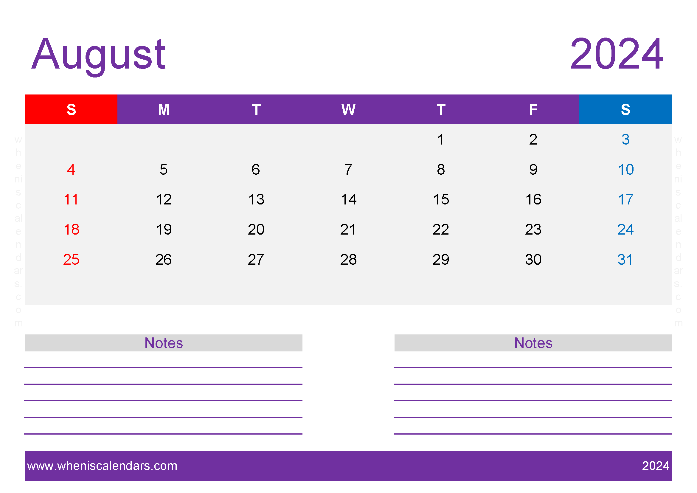 Free Printable Calendar 2024 August Monthly Calendar