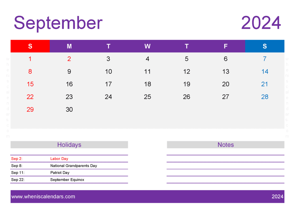 September 2024 Calendar Template Free Monthly Calendar