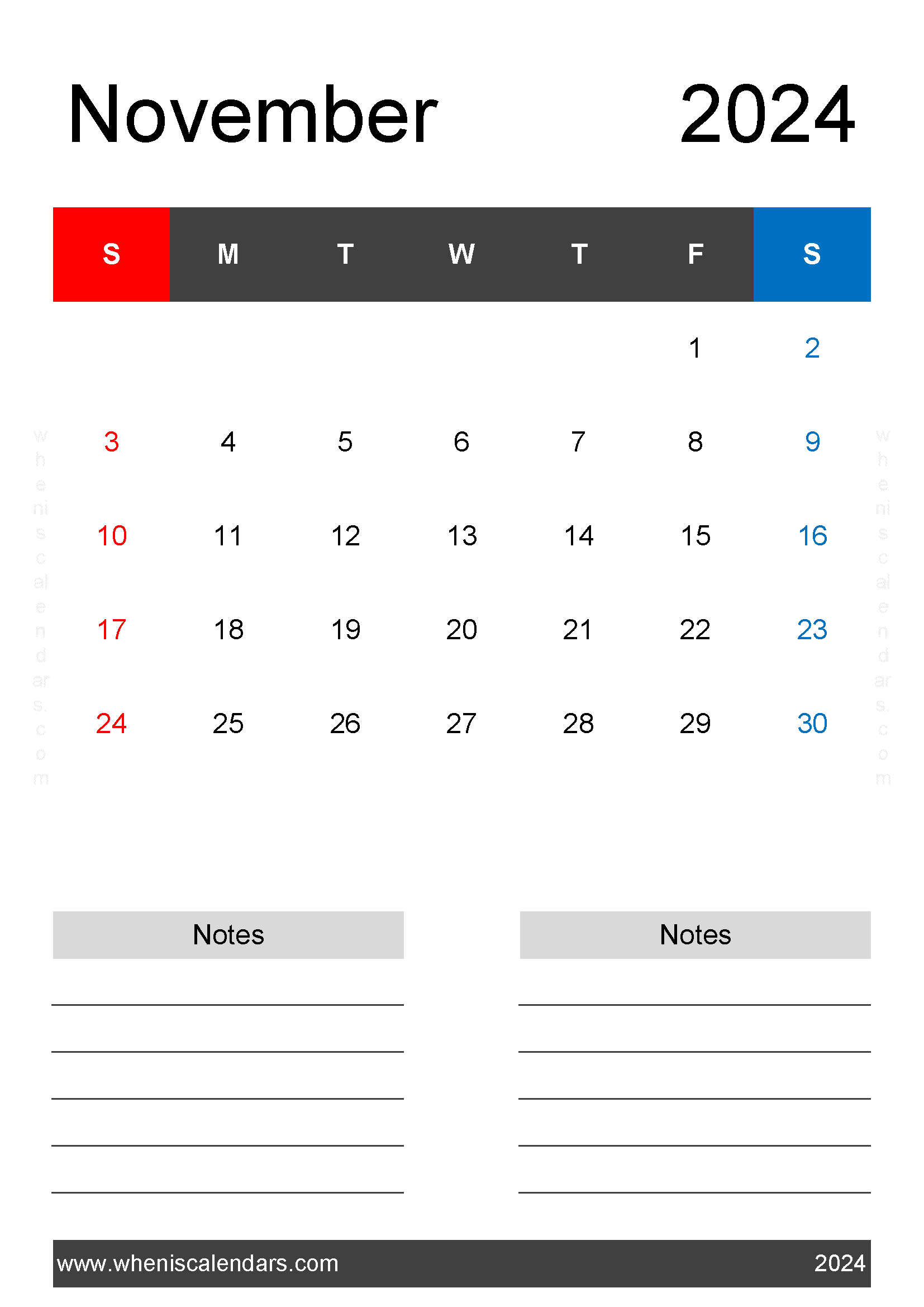 Printable month Calendar November 2024 Monthly Calendar