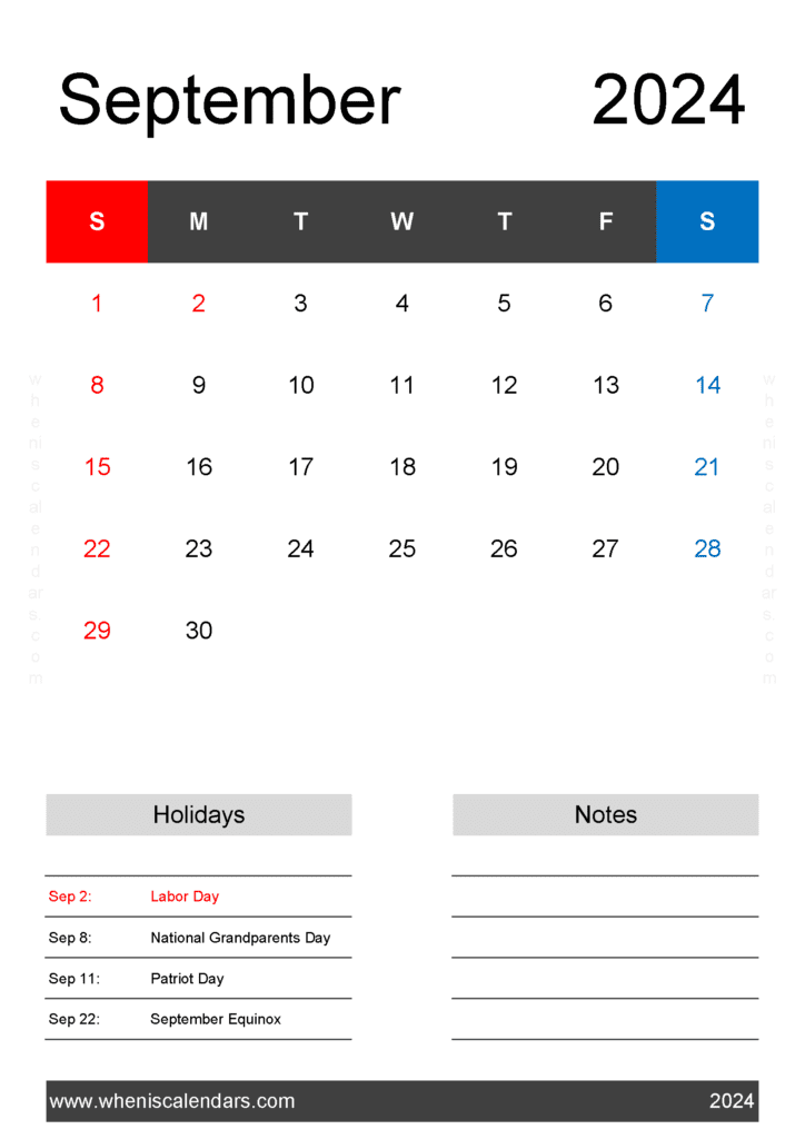 September Calendar 2024 Free Monthly Calendar