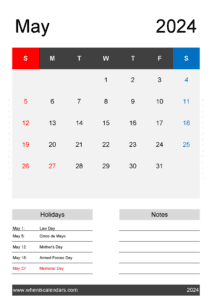 2024 Blank May Calendar page J14424