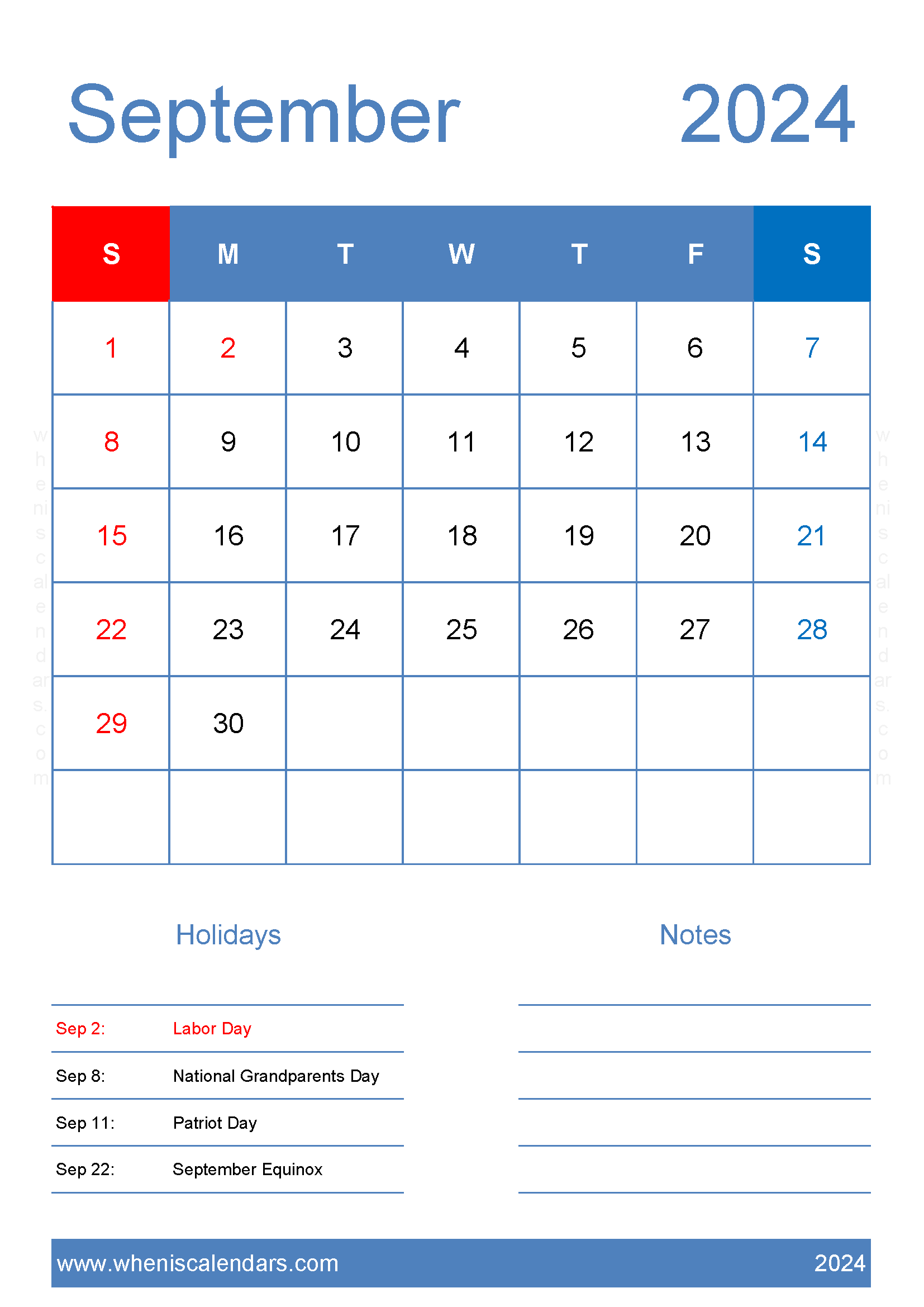 Printable September 2024 Blank Calendar Monthly Calendar